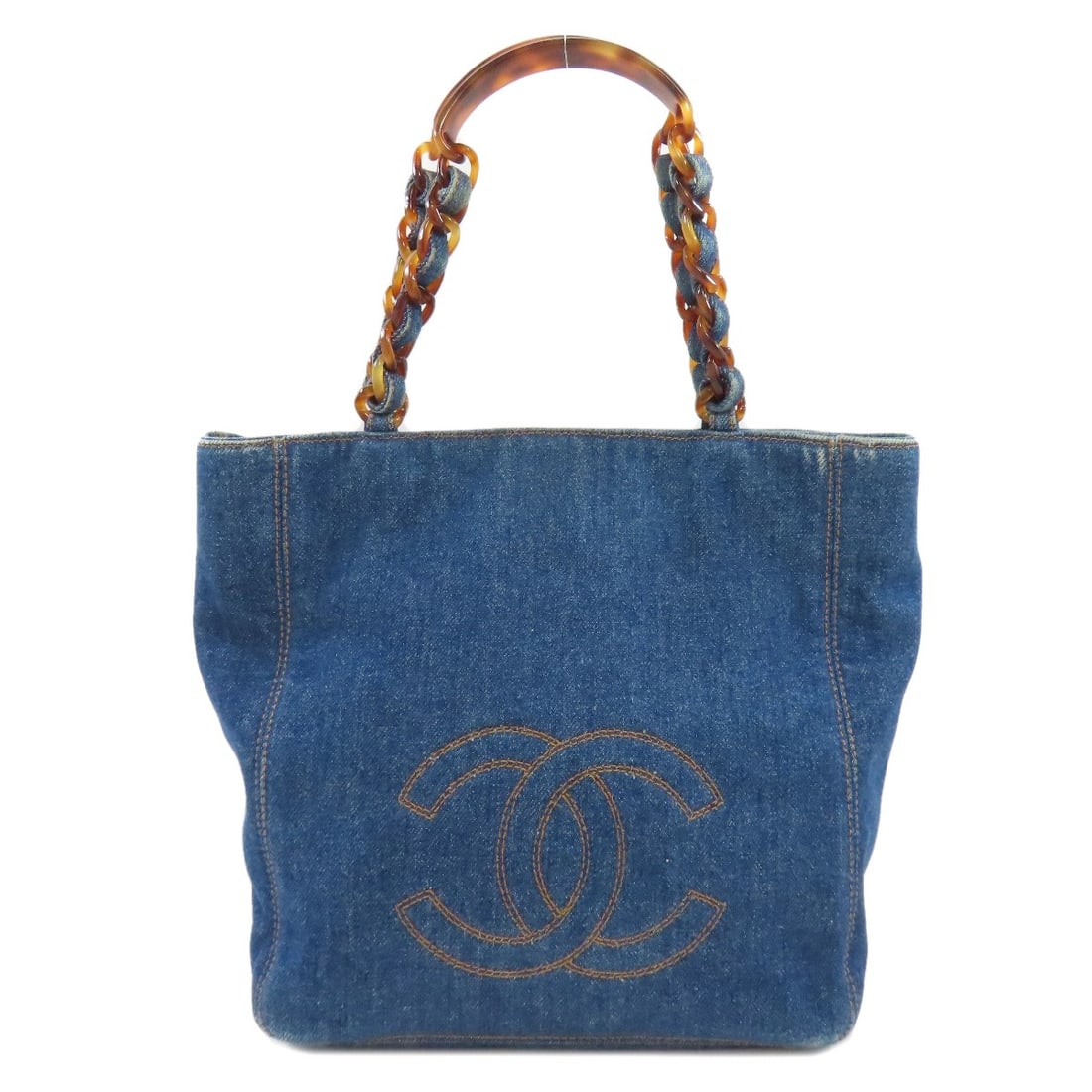 CHANEL Chain tote COCO Mark Bag Denim: CHANEL Chain tote COCO Mark Bag Denim Elevate your everyday style with the iconic CHANEL Chain tote, crafted from high-quality denim in a stunning blue hue. This timeless piece boasts the brand's sign