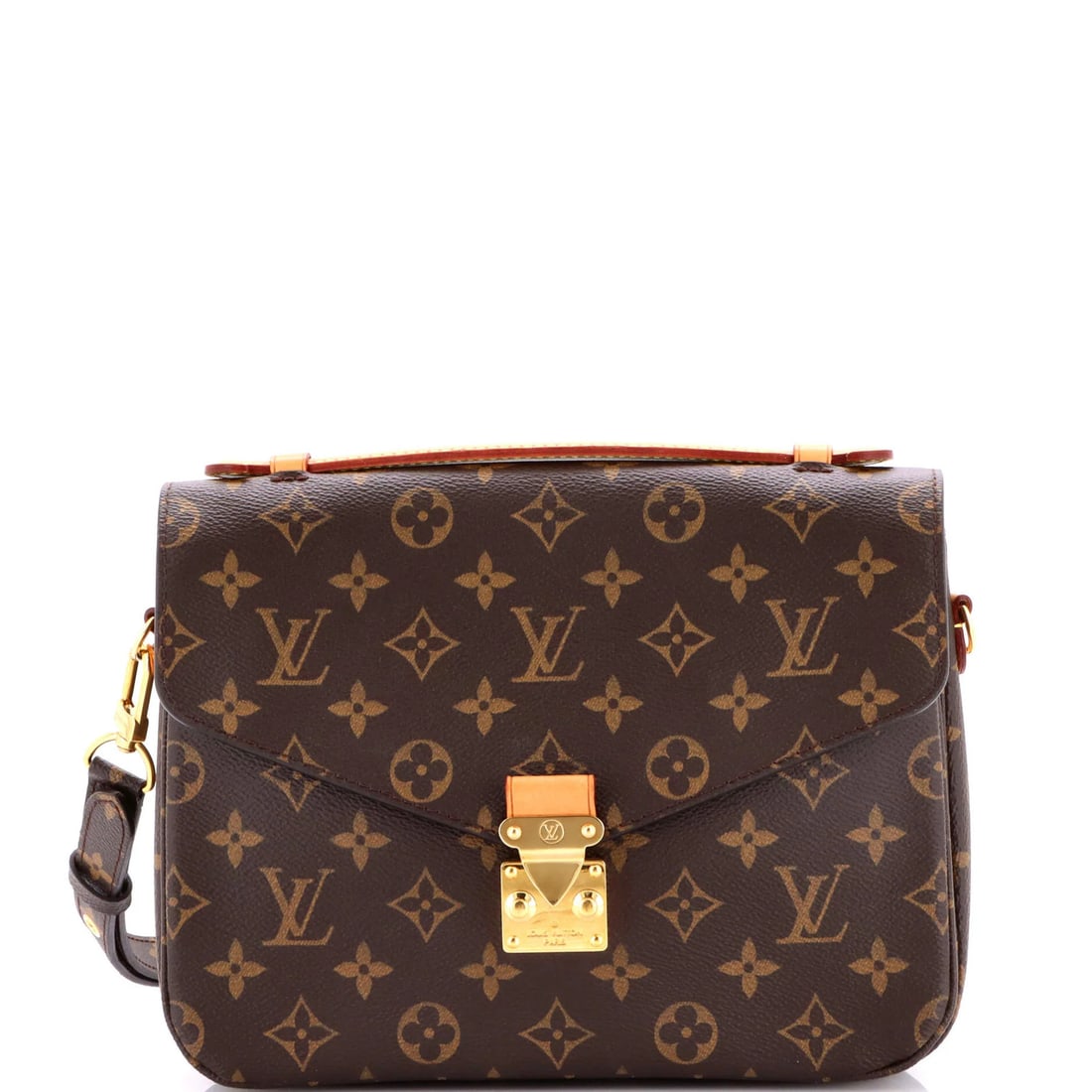 Canvas Louis Vuitton Pochette Metis Monogram: Canvas Louis Vuitton Pochette Metis Monogram Own the iconic style of Louis Vuitton's Pochette Metis Monogram with this timeless canvas messenger bag. With its classic brown exterior, gold hardware, an