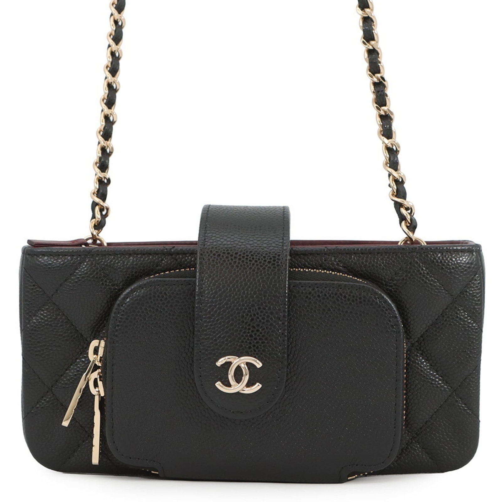 Chanel Handbag in Grained Calfskin: Chanel Handbag in Grained Calfskin Experience the timeless elegance of a Chanel handbag, crafted from rich grained calfskin that develops a beautiful patina over time. This stunning black bag boasts