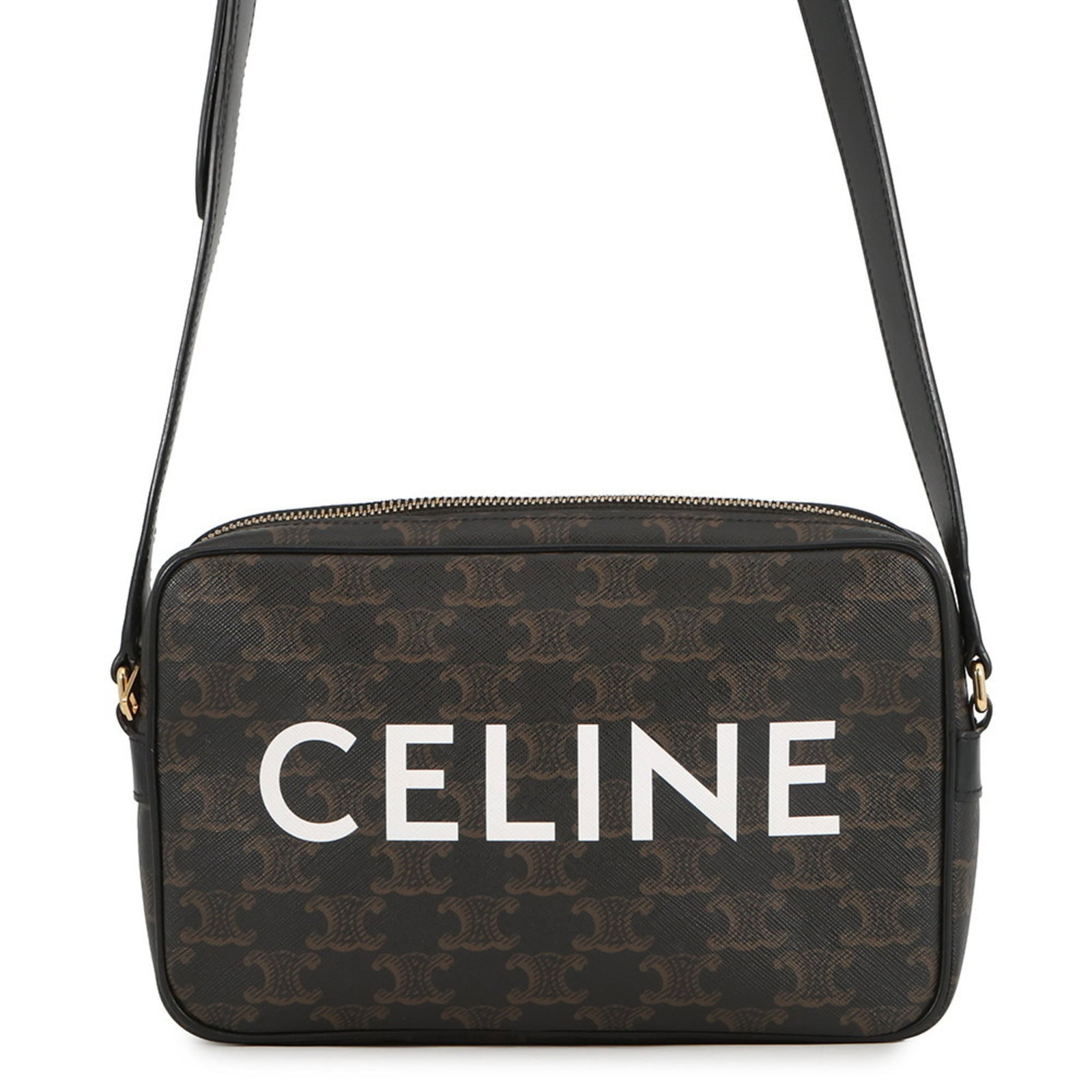 Celine Pvc and Leather Messenger Shoulder Bag: Celine Pvc and Leather Messenger Shoulder Bag Elevate your daily style with the iconic Celine messenger shoulder bag, crafted from durable PVC and premium leather in sleek black and brown hues. The
