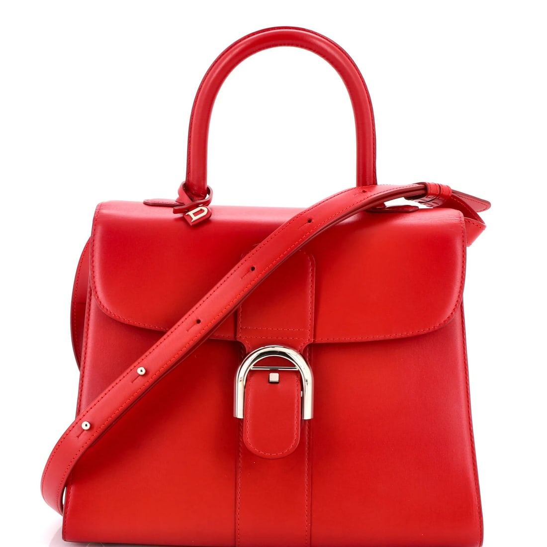 MM Delvaux Brillant Top Handle Bag Leather: MM Delvaux Brillant Top Handle Bag Leather The Delvaux Brillant Top Handle Bag is a stunning, all-leather design that exudes timeless elegance. With its bold red exterior and neutral interior, this sh