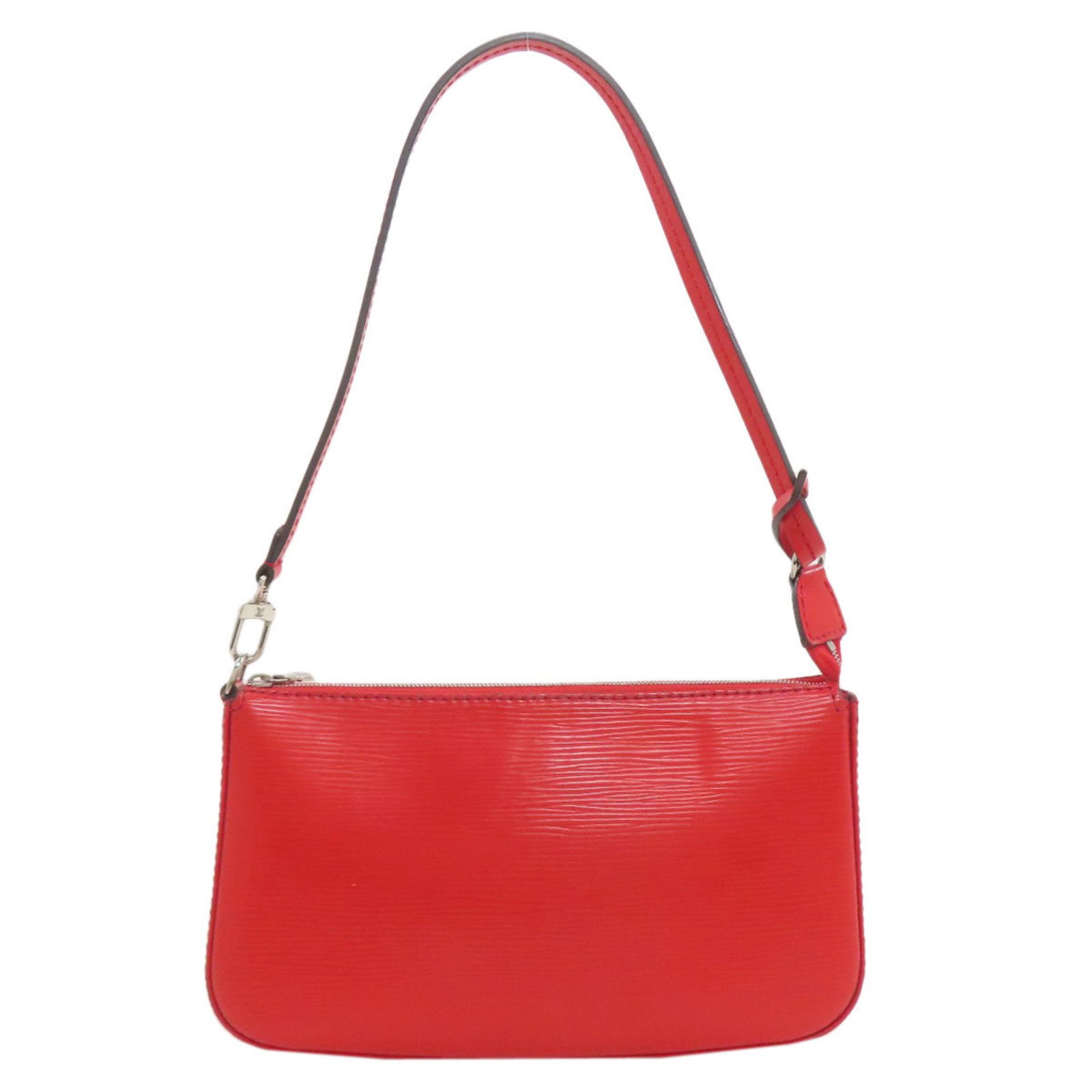 Louis Vuitton Pochette Epi Leather Handbag: Louis Vuitton Pochette Epi Leather Handbag A stunning Louis Vuitton Pochette Epi in bold red, this iconic handbag boasts the signature Epi leather monogram pattern and sleek, modern design. With its c