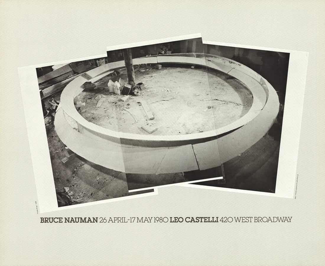 Bruce Nauman Smoke Rings 1980 Pop Art Poster (18" x 22"): Bruce Nauman Smoke Rings 1980 Pop Art Poster (18" x 22") Experience the industrial chic of Bruce Nauman's iconic 1980 poster, Smoke Rings, in striking black and white offset lithograph. Measuring 18 x