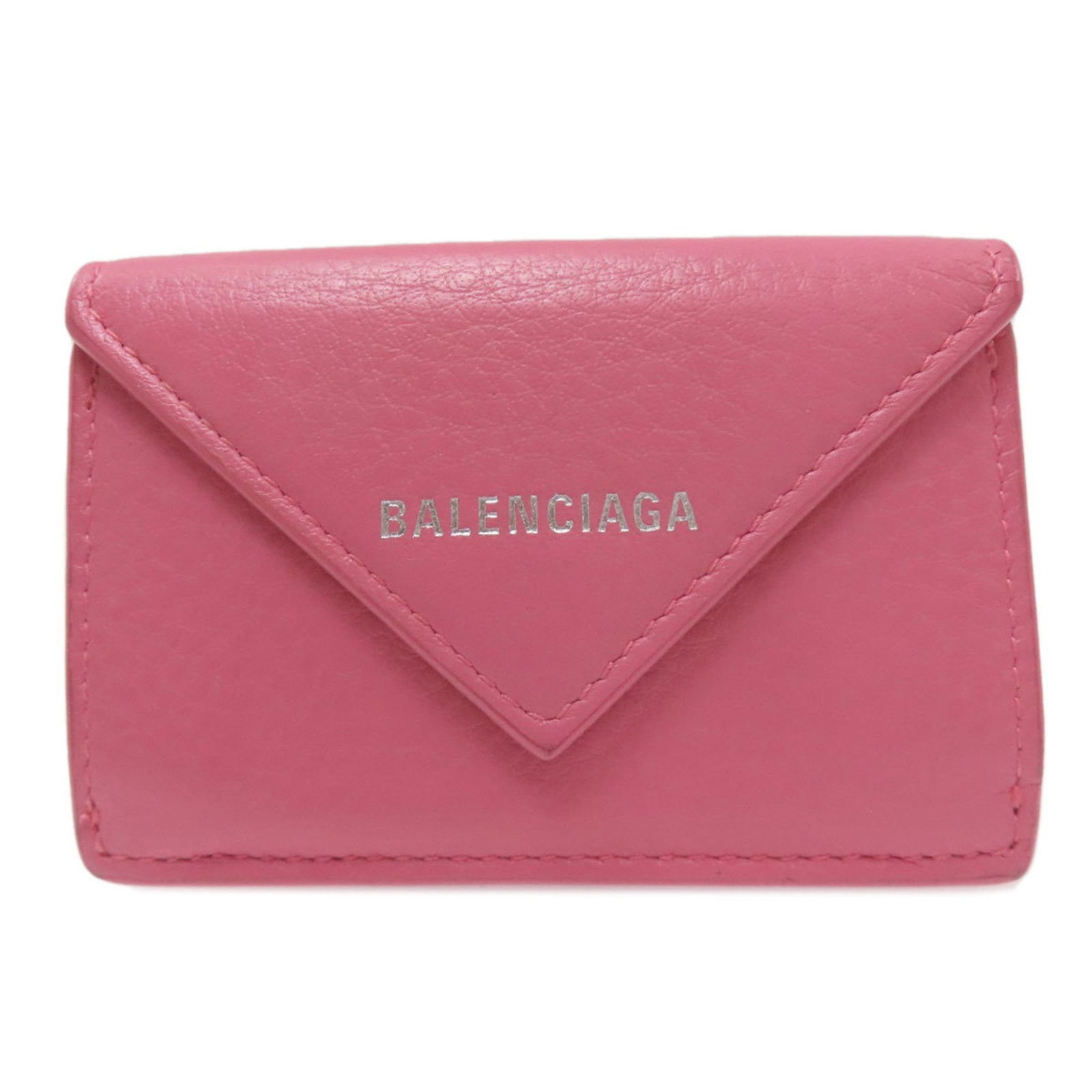 Balenciaga Bi-Fold Leather Wallet: Balenciaga Bi-Fold Leather Wallet A chic and sophisticated accessory, this Balenciaga bi-fold leather wallet boasts elegant pink calfskin and a sleek, compact design that's perfect for adding a touch