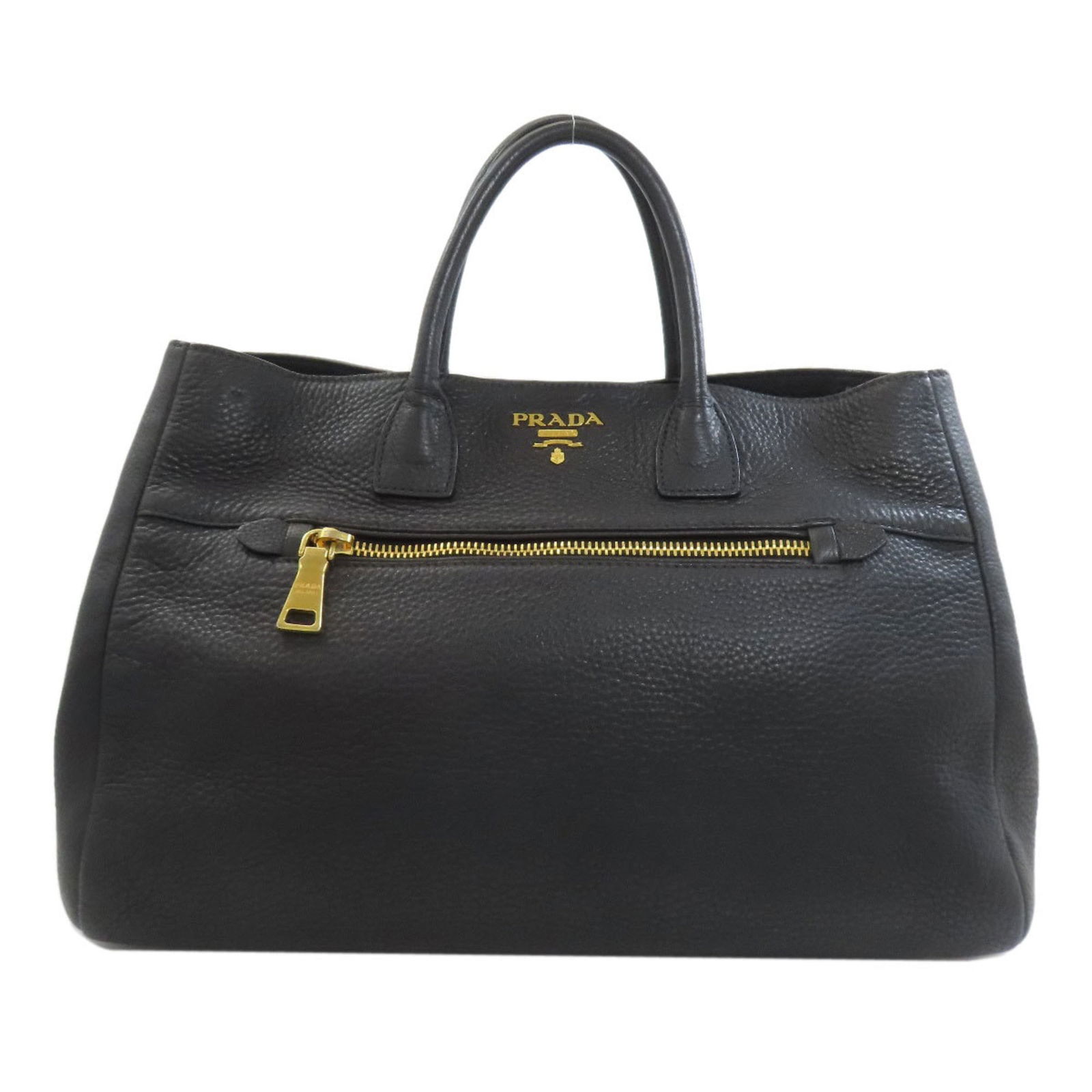 Prada Leather Tote Bag: Prada Leather Tote Bag A timeless and sophisticated choice, this Prada leather tote bag boasts a sleek black design that exudes elegance. With its classic 26cm size and sturdy leather construction, it