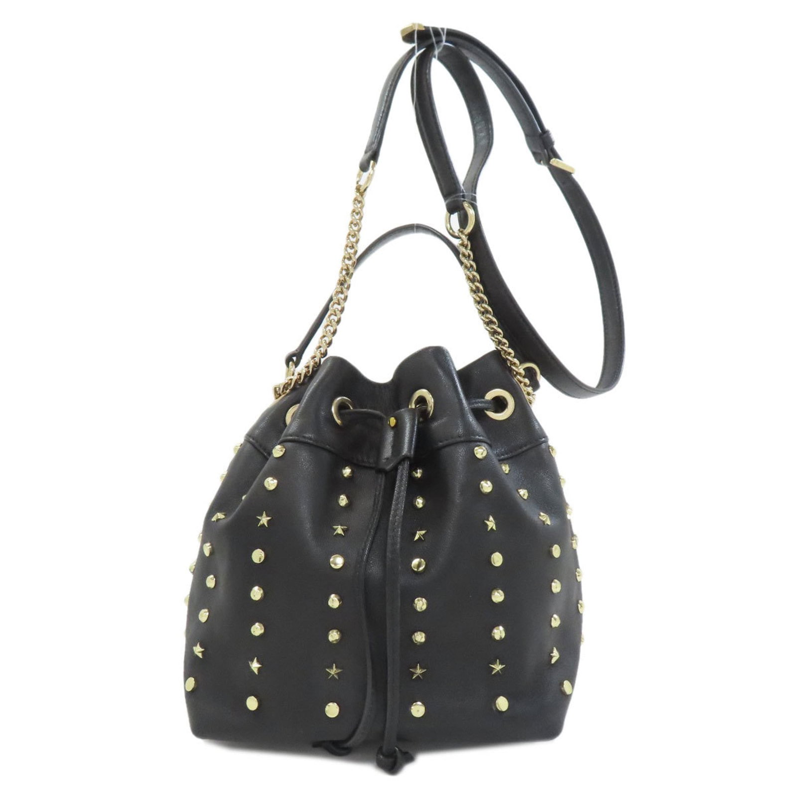 Jimmy Choo Handbag in Leather: Jimmy Choo Handbag in Leather A sleek and sophisticated black leather handbag from Jimmy Choo, perfect for adding a touch of luxury to any outfit. With its classic design and premium materials, this t