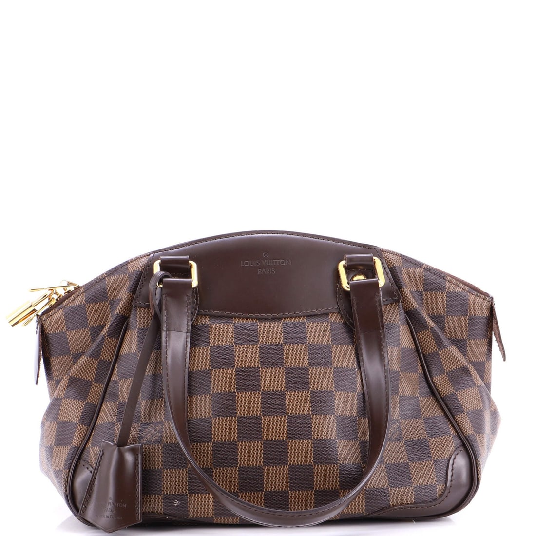 Louis Vuitton Damier PM Verona Handbag: Louis Vuitton Damier PM Verona Handbag The Louis Vuitton Damier PM Verona Handbag is a timeless classic, boasting the iconic Damier pattern in rich brown canvas coated leather. With its spacious inter