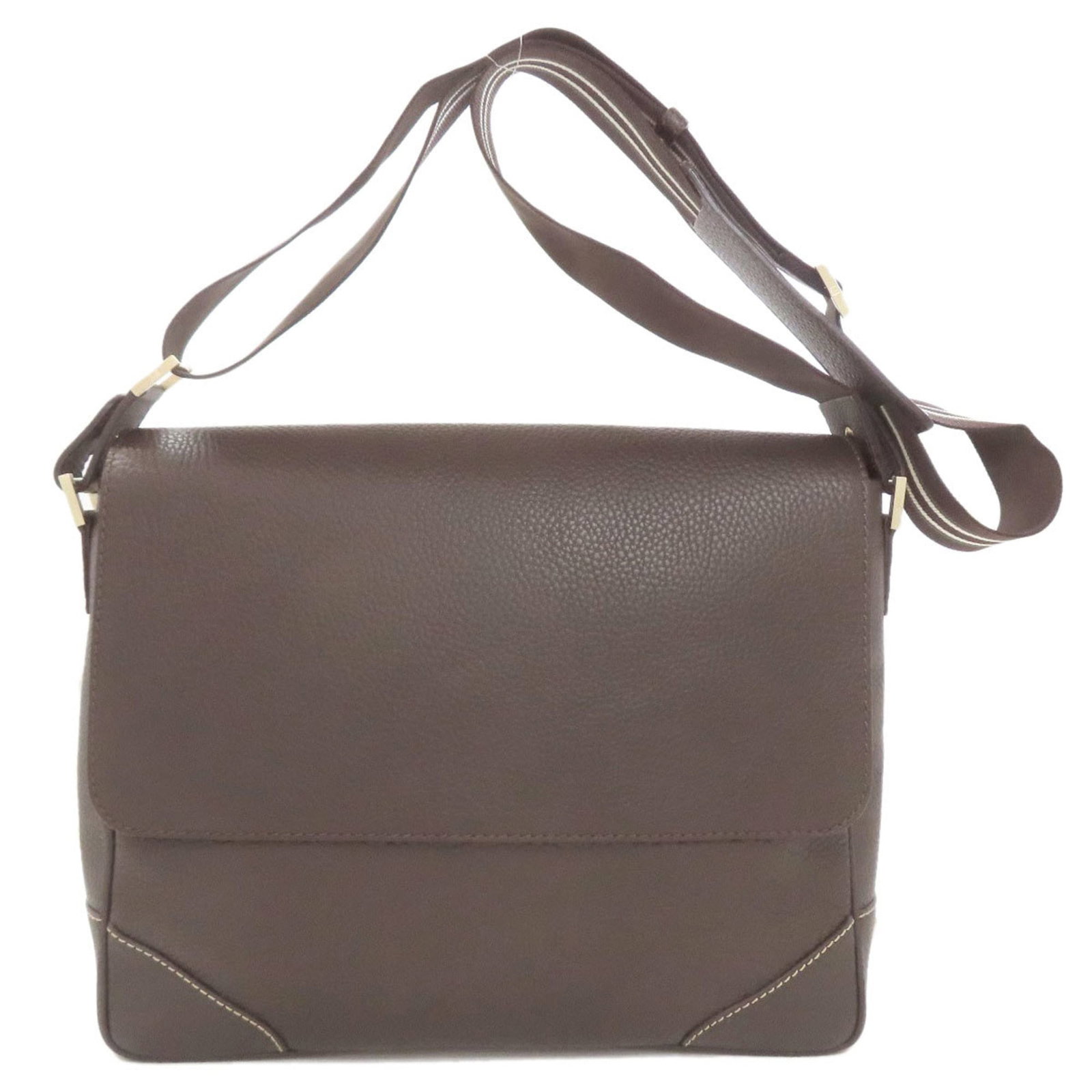 Dunhill Shoulder Bag in Leather: Dunhill Shoulder Bag in Leather Elevate your everyday style with the classic Dunhill shoulder bag, crafted from rich dark brown leather that develops a beautiful patina over time. This timeless piece
