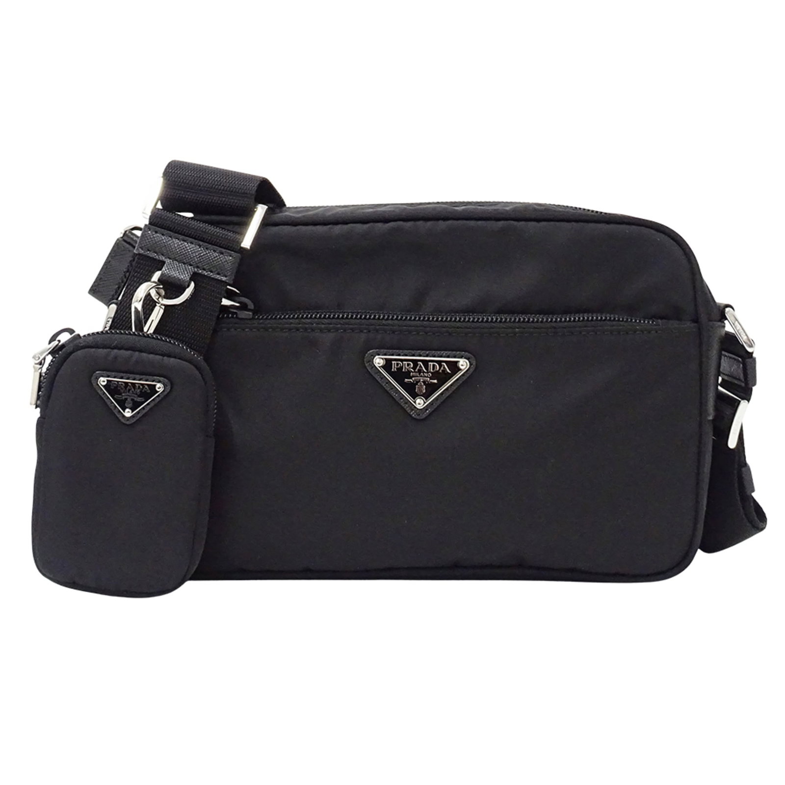 Prada Nylon Shoulder Bag: Prada Nylon Shoulder Bag A sleek and versatile Prada Nylon Shoulder Bag, perfect for everyday use, boasts a durable nylon construction and adjustable strap that can be customized to fit your style. Wi