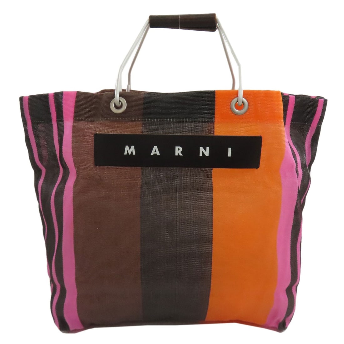 Marni Nylon Flower Cafe Handbag: Marni Nylon Flower Cafe Handbag The Marni Nylon Flower Cafe Handbag is a vibrant and playful accessory that combines bold colors with sleek design. With its nylon exterior in a striking orange, black,