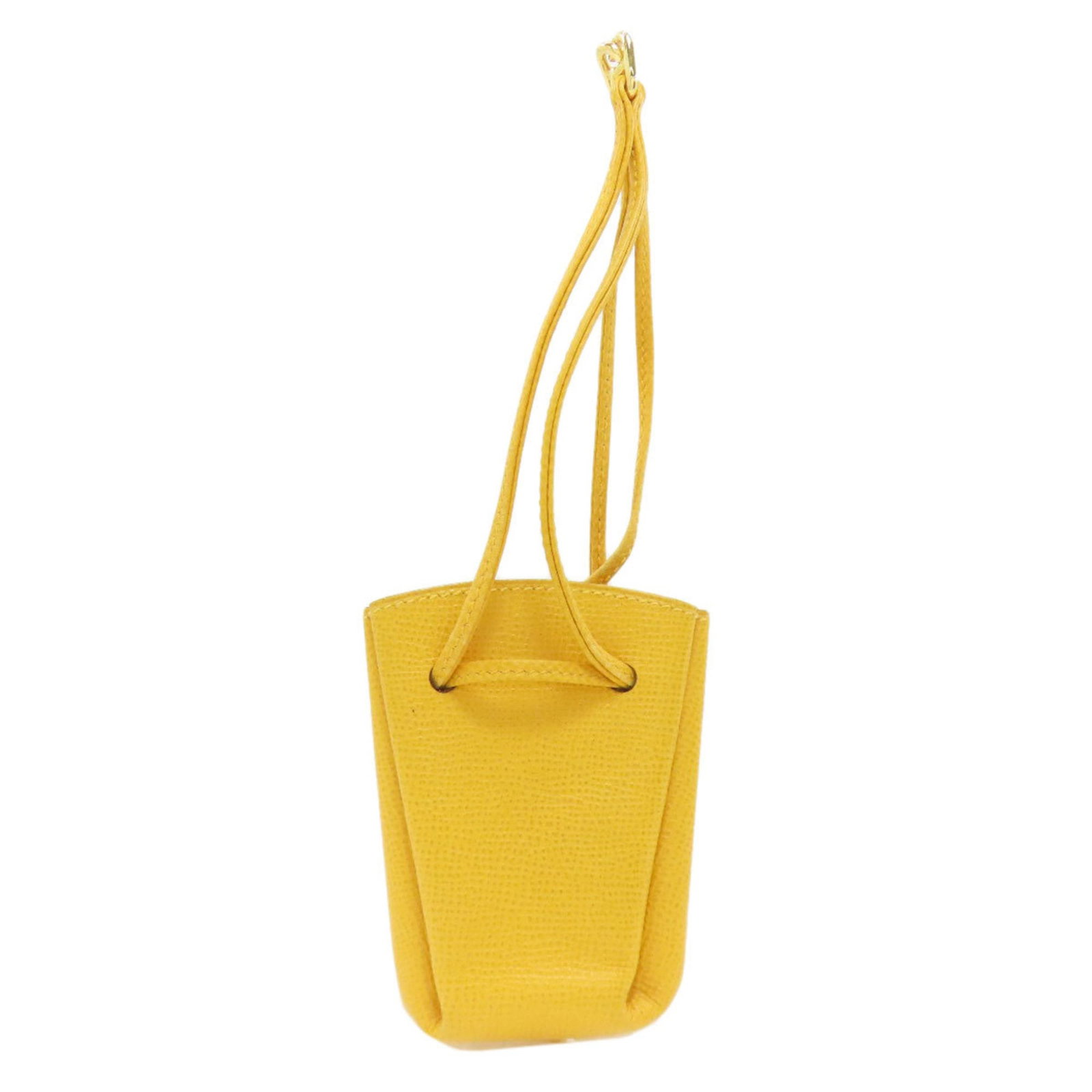 Epsom Leather Hermes Pouch: Epsom Leather Hermes Pouch A vibrant yellow Epsom leather pouch from the iconic Herm?s brand, this stylish accessory boasts a rich history and subtle wear signs that only add to its charm. With its cl