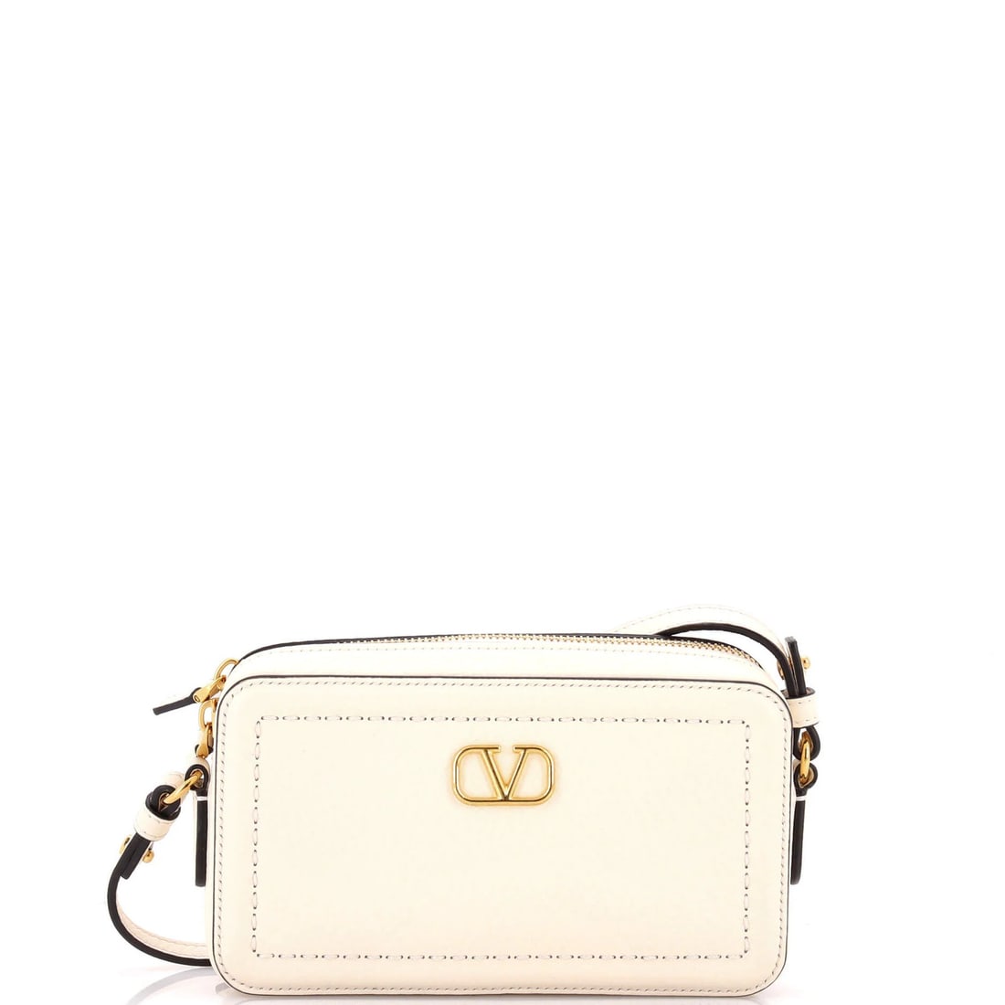 Valentino Garavani Vlogo Mini Leather Camera Bag: Valentino Garavani Vlogo Mini Leather Camera Bag Elevate your style with the iconic Valentino Garavani Vlogo Mini Leather Camera Bag, boasting sleek, neutral leather exterior and suede interior for a