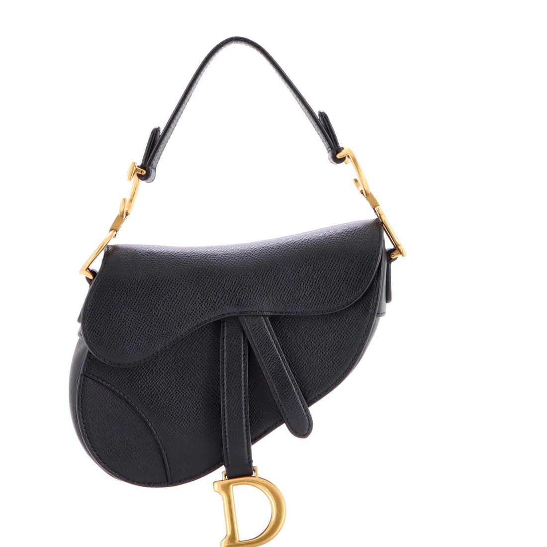 Christian Dior Mini Saddle Leather Handbag: Christian Dior Mini Saddle Leather Handbag Elevate your everyday with the iconic Christian Dior Mini Saddle Leather Handbag, boasting sleek black leather exterior and subtle aged gold hardware. This p