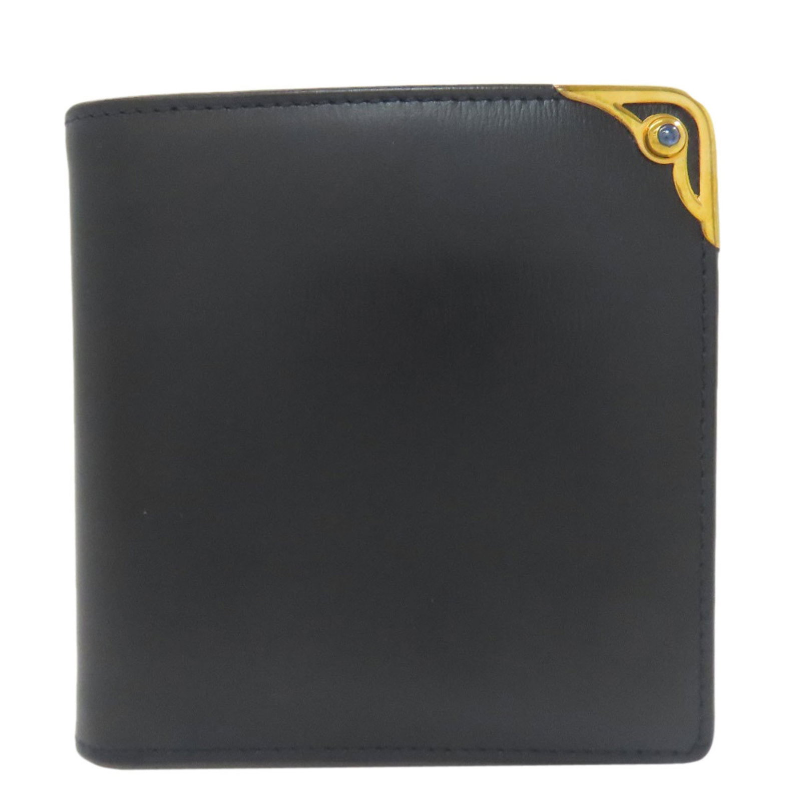 Cartier Bi-Fold Leather Wallet: Cartier Bi-Fold Leather Wallet A sleek and sophisticated Cartier bi-fold leather wallet, crafted from high-quality black leather, adds a touch of luxury to any daily essentials. With its classic desig