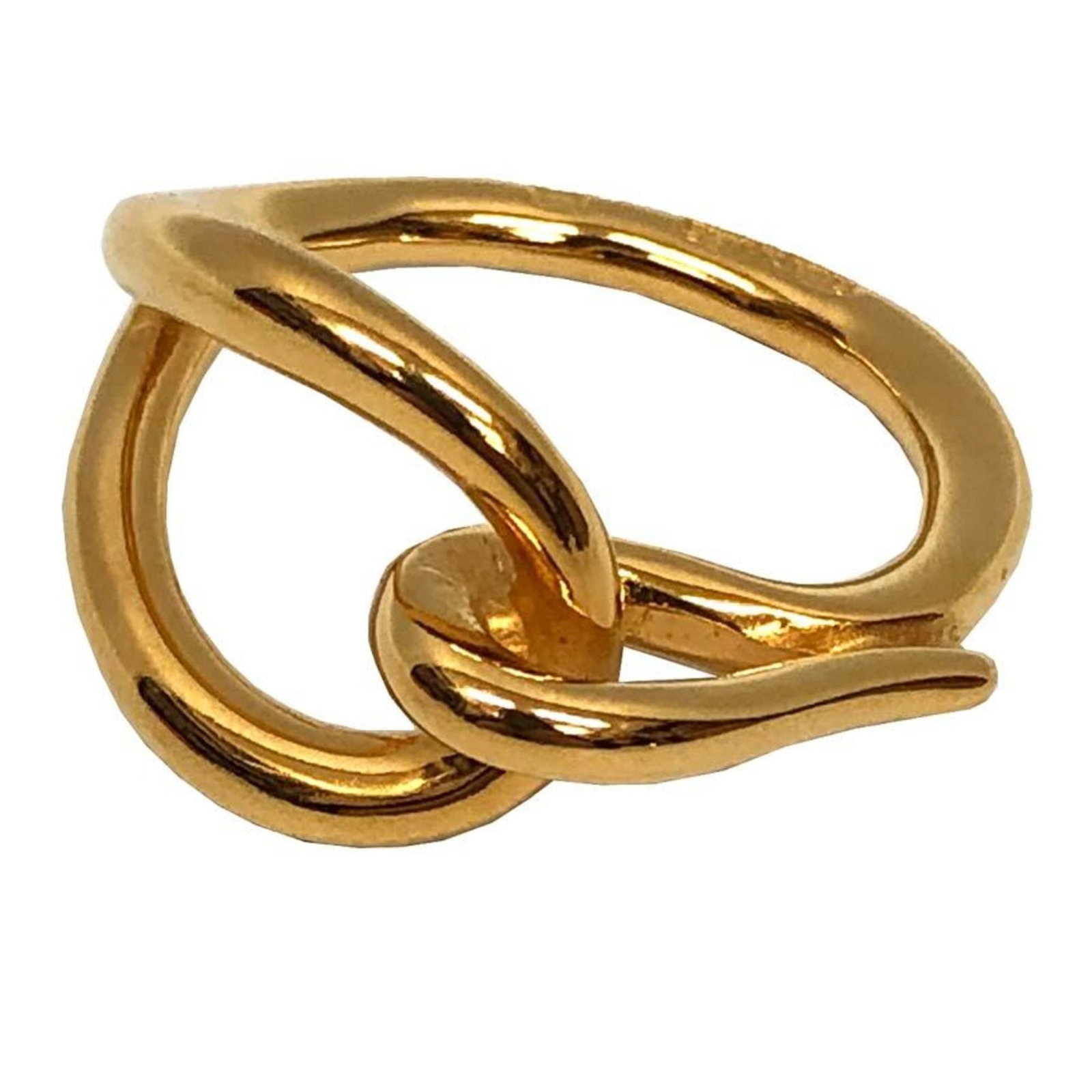 Ring Hermes Scarf: Ring Hermes Scarf A rare opportunity to own a luxurious piece of fashion history, this gold Hermes scarf ring is a true collector's item. With its elegant design and exceptional condition, it's hardly