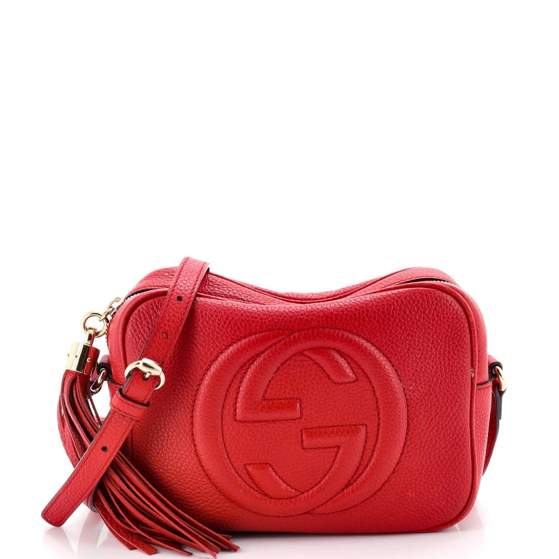 Gucci Soho Disco Small Leather Crossbody Bag: Gucci Soho Disco Small Leather Crossbody Bag Add a pop of bold red to your evening look with the iconic Gucci Soho Disco Small Leather Crossbody Bag, boasting sleek gold-tone hardware and neutral inte