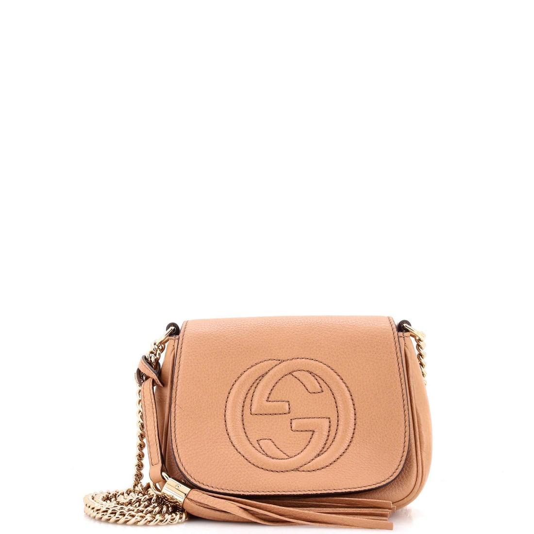 Gucci Soho Small Leather Chain Crossbody Bag: Gucci Soho Small Leather Chain Crossbody Bag Elevate your everyday style with the Gucci Soho Small Leather Chain Crossbody Bag, boasting a neutral exterior and gold tone hardware that adds a touch of