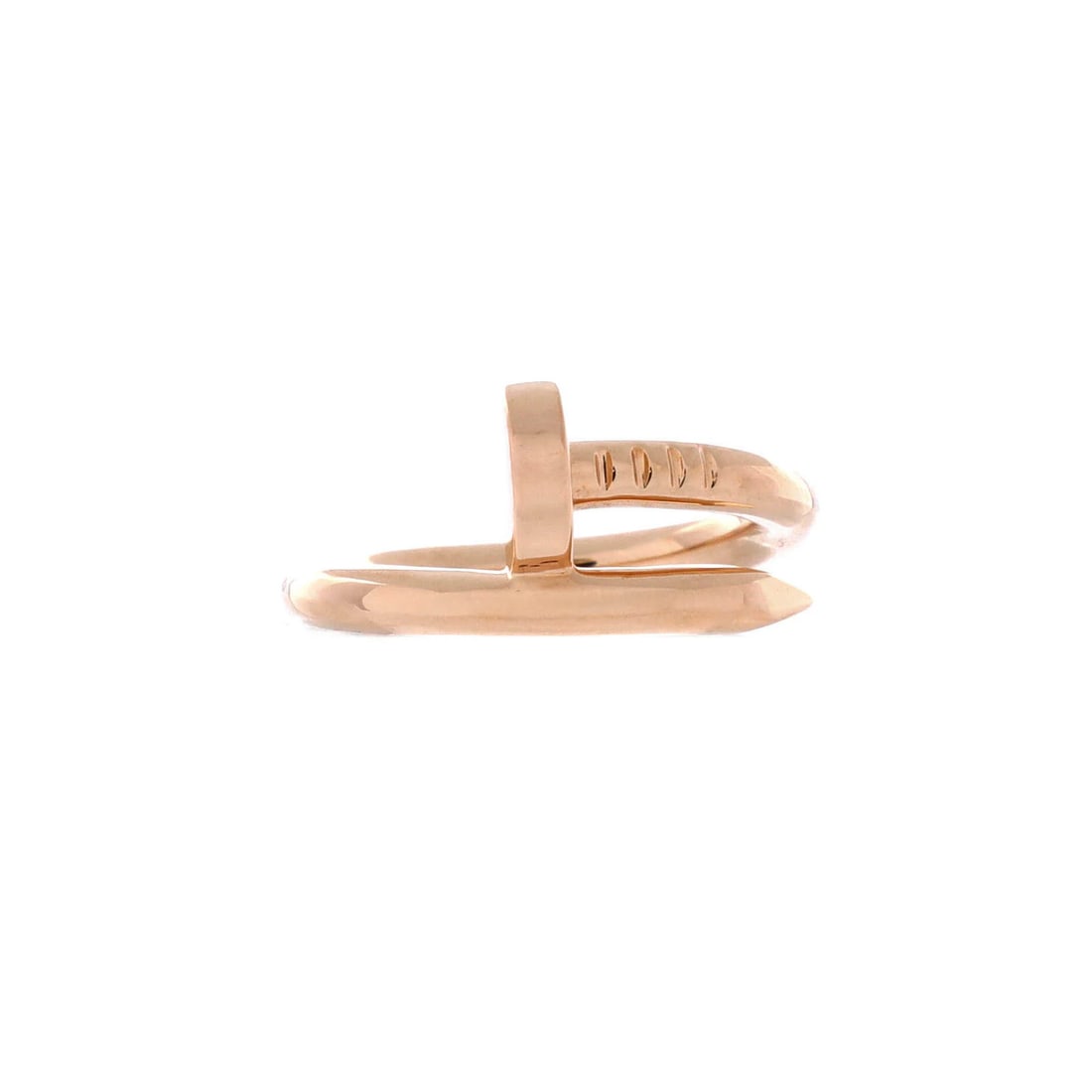 Cartier Juste Un Clou 18k Rose Gold Ring: Cartier Juste Un Clou 18k Rose Gold Ring A stunning Cartier Juste Un Clou ring in 18k rose gold, boasting a sleek and modern design that exudes timeless elegance. With its slender profile and delicate