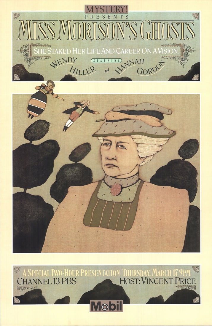 Contempora ARTIST UNKNOWN Miss Morison's Ghosts 46" x 30" Offset Lithograph 1981: Contempora ARTIST UNKNOWN Miss Morison's Ghosts 46" x 30" Offset Lithograph 1981 Miss Morison's Ghosts, a striking 1981 offset lithograph by an unknown artist, captures the essence of nostalgia with i
