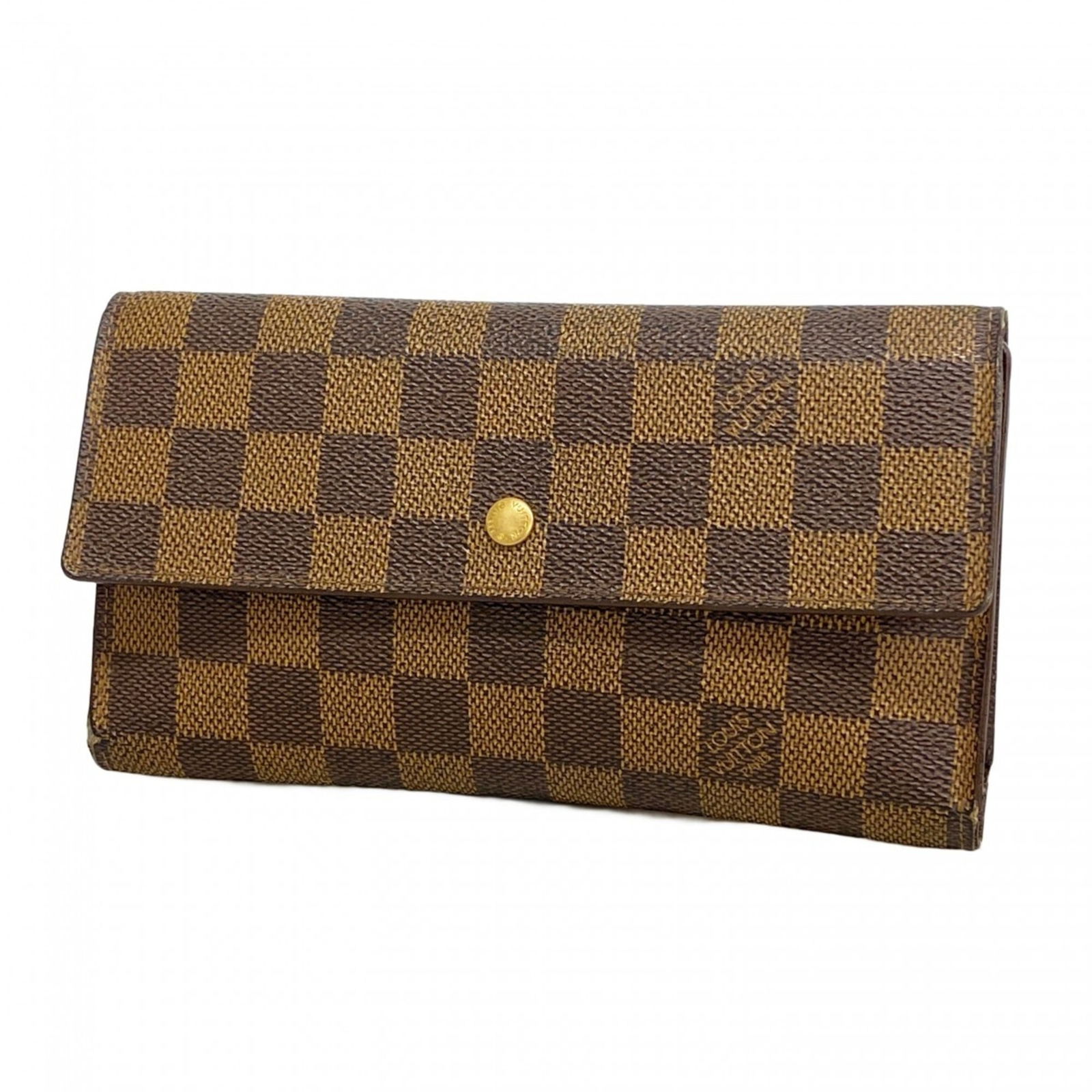 Louis Vuitton Tri-Fold Long Wallet: Louis Vuitton Tri-Fold Long Wallet A stylish and functional Louis Vuitton tri-fold long wallet, perfect for everyday carry, boasts the iconic brand's signature Ebene monogram pattern and durable desig