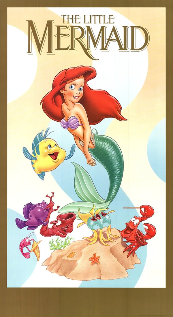 Contemporary WALT DISNEY The Little Mermaid 33.25" x 18.25" Offset Lithograph: Contemporary WALT DISNEY The Little Mermaid 33.25" x 18.25" Offset Lithograph A rare and iconic piece of Disney history, this 33.25" x 18.25" offset lithograph of Ariel from The Little Mermaid is a mu