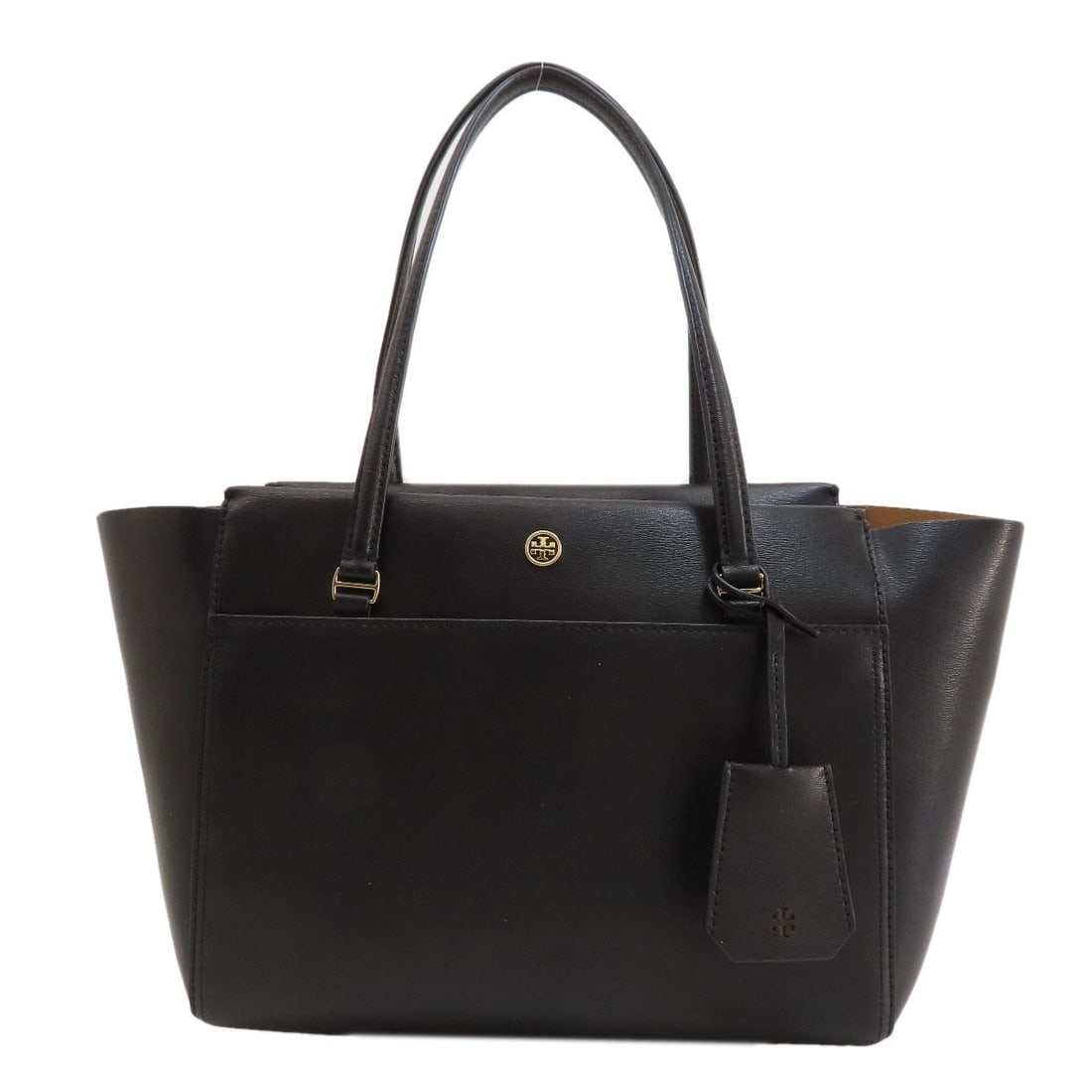 Tory Burch Logo Leather Tote Bag: Tory Burch Logo Leather Tote Bag Elevate your everyday with the timeless Tory Burch logo leather tote bag, crafted from rich black leather and adorned with the iconic brand logo. Perfect for work, tra