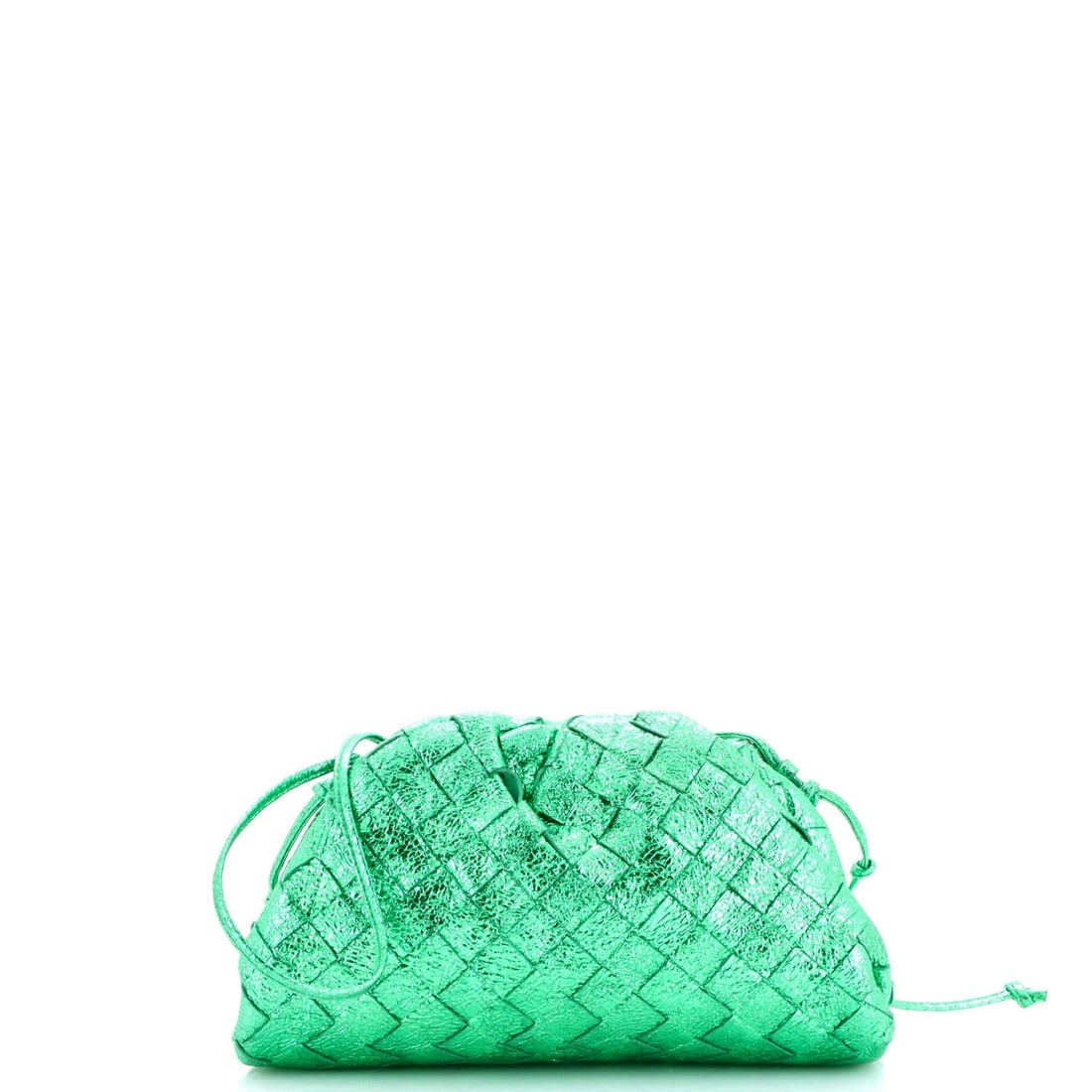 Bottega Veneta Mini Intrecciato Nappa Pouch: Bottega Veneta Mini Intrecciato Nappa Pouch Elevate your everyday with the iconic Bottega Veneta Mini Intrecciato Nappa Pouch, boasting the signature interlocking leather pattern and sleek green nappa