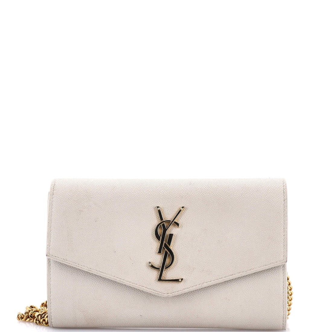 Saint Laurent Uptown Chain Leather Wallet: Saint Laurent Uptown Chain Leather Wallet The Saint Laurent Uptown Chain Leather Wallet is a timeless, neutral-toned accessory that exudes effortless chic. With its heavy chain strap and sleek leather