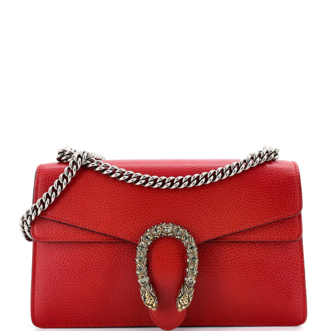 Gucci Dionysus Small Leather Bag: Gucci Dionysus Small Leather Bag Experience the iconic Gucci Dionysus Small Leather Bag, boasting sleek red leather exterior and neutral interior, perfect for adding a touch of sophisticated elegance