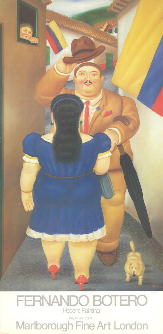 Botero Fernando 50.5" x 24.75" 1987 National Holiday Poster: Botero Fernando 50.5" x 24.75" 1987 National Holiday Poster Experience the vibrant colors and iconic style of Fernando Botero with this stunning 1987 National Holiday poster, measuring 50.5" x 24.75".