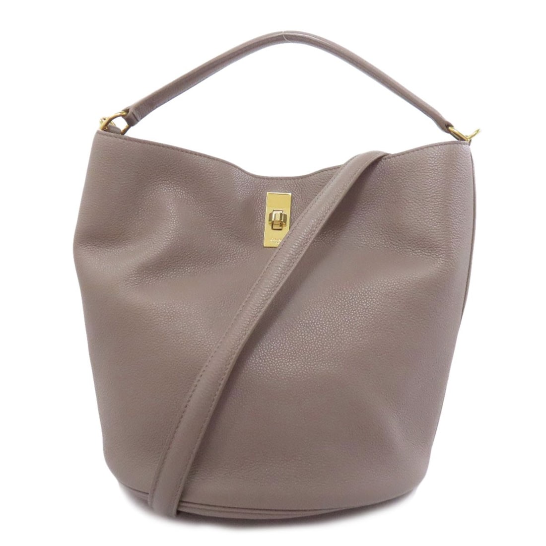 Leather CELINE Bucket 16 2WAY Handbag: Leather CELINE Bucket 16 2WAY Handbag Elevate your style with the iconic CELINE Bucket 16 handbag, crafted from luxurious Italian leather in a timeless gray hue. This sleek and sophisticated design