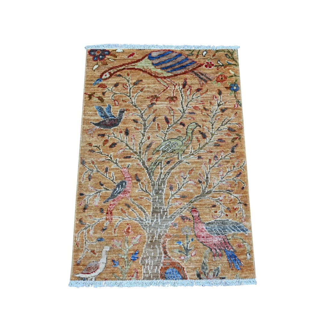 Mat 2'x3' Brown Hand Knotted Peshawar Birds of Paradise Design Soft Wool: Mat 2'x3' Brown Hand Knotted Peshawar Birds of Paradise Design Soft Wool Experience the rich cultural heritage of Afghanistan with this stunning 2'x3' Brown Hand Knotted Peshawar Birds of Paradise Des