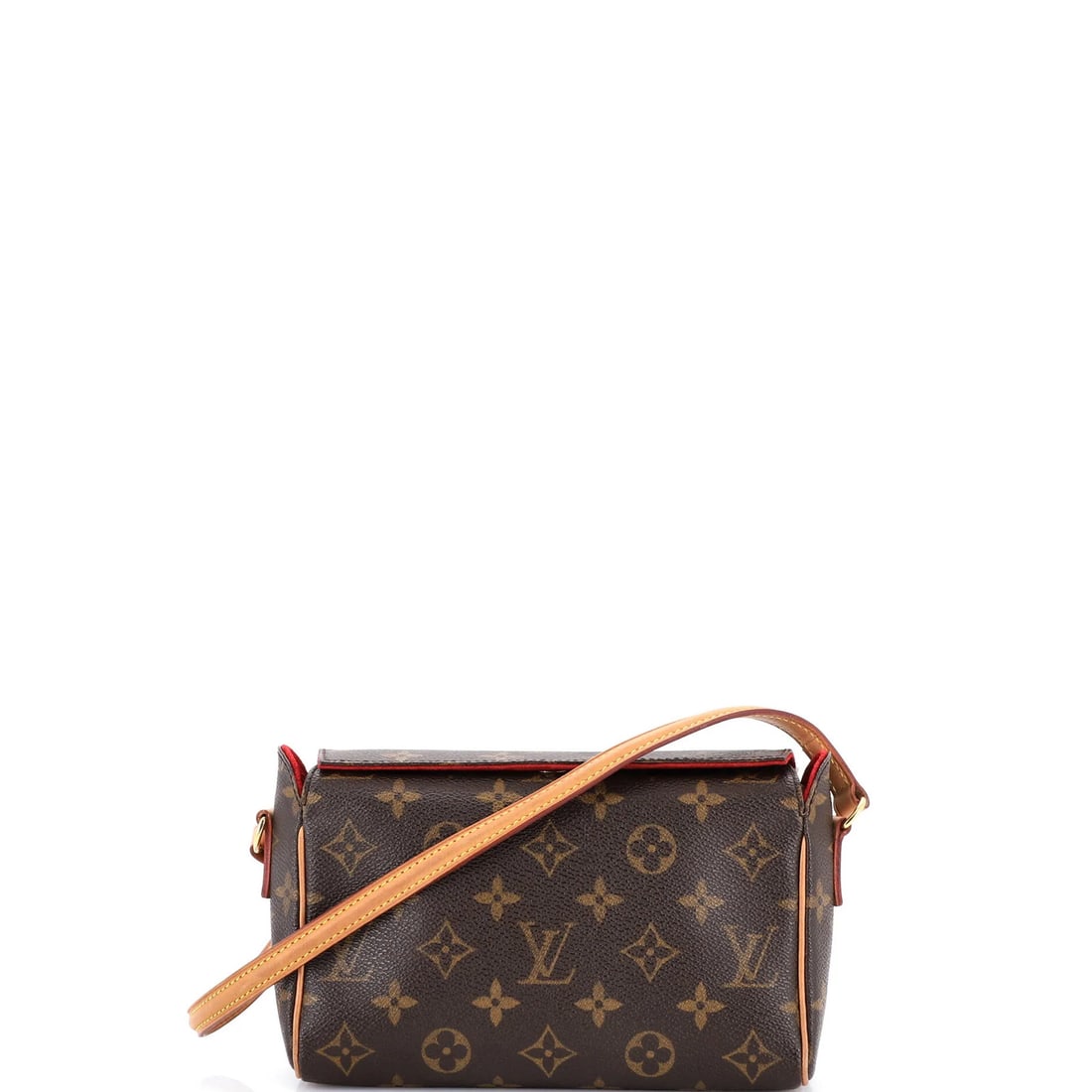 Louis Vuitton Monogram Canvas Recital Handbag: Louis Vuitton Monogram Canvas Recital Handbag A timeless piece from Louis Vuitton, the iconic Recital Handbag boasts a classic monogram canvas exterior in rich brown, perfectly complemented by a vibra