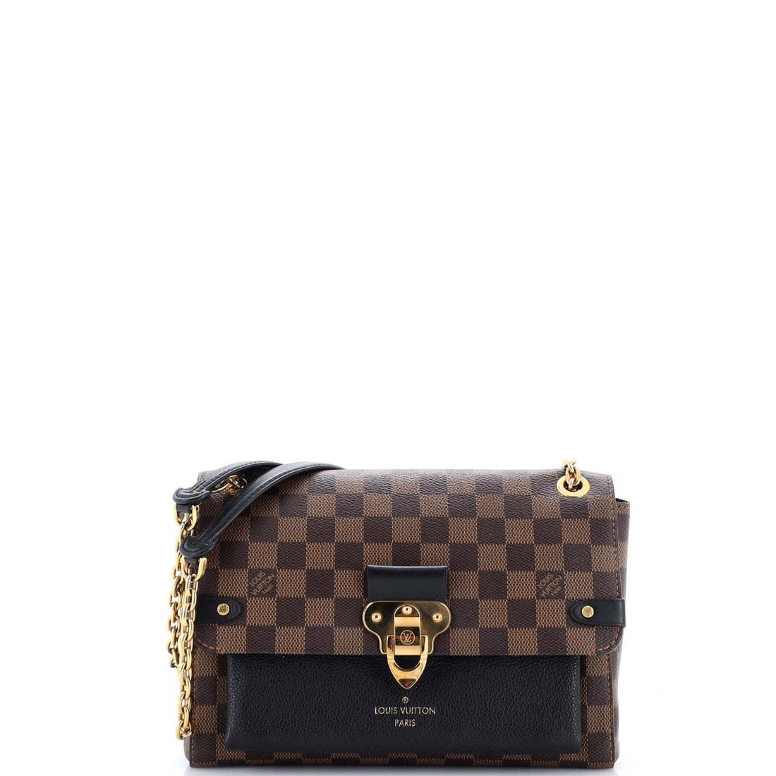 Louis Vuitton Damier Leather PM Handbag: Louis Vuitton Damier Leather PM Handbag Experience the timeless elegance of Louis Vuitton's iconic Damier pattern in this stunning cross-body bag. Crafted from high-quality canvas-coated leather and a