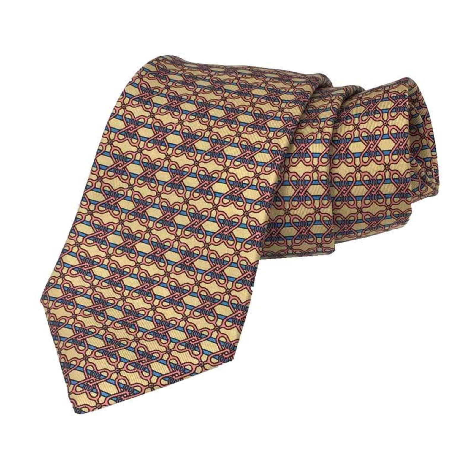 Hermes Silk Cravat: Hermes Silk Cravat A pre-owned Hermes silk cravat in exquisite condition, boasting the iconic brand's signature craftsmanship and luxurious feel of high-quality silk. The subtle beige and light blue h