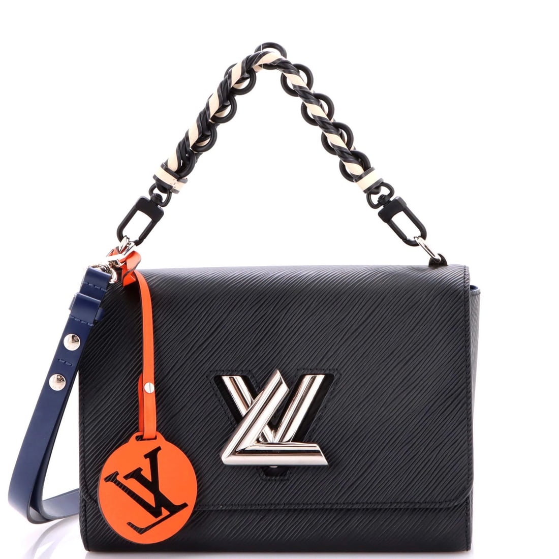 Louis Vuitton Twist Bag with Braided Handle in Epi Leather MM: Louis Vuitton Twist Bag with Braided Handle in Epi Leather MM Elevate your style with the iconic Louis Vuitton Twist Bag, boasting a sleek braided handle in rich Epi leather that adds a touch of sophi