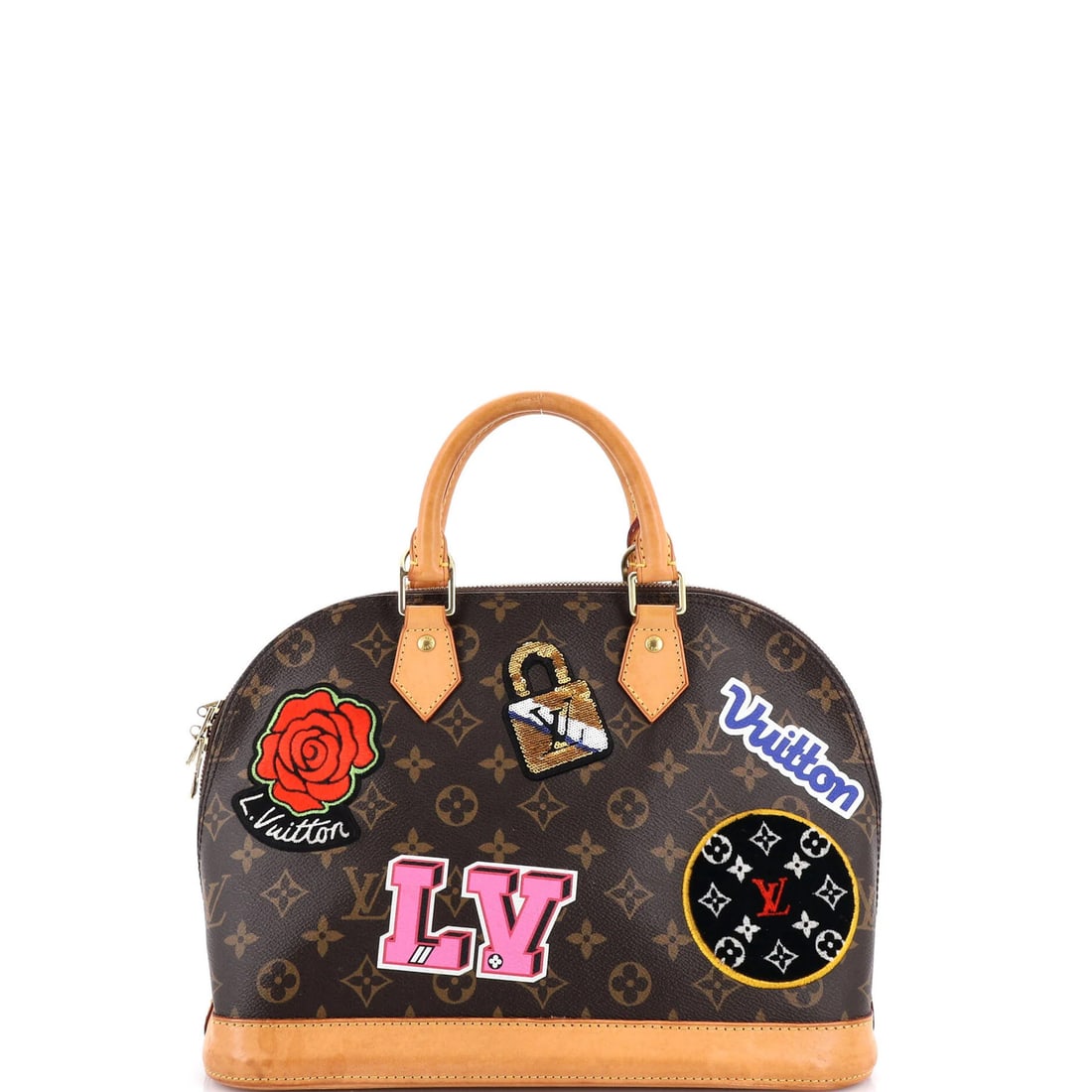 Louis Vuitton Alma Handbag - Limited Edition Monogram Canvas with Patches: Louis Vuitton Alma Handbag - Limited Edition Monogram Canvas with Patches The Louis Vuitton Alma Handbag is a stunning limited edition piece, boasting the iconic Monogram Canvas with patches that add