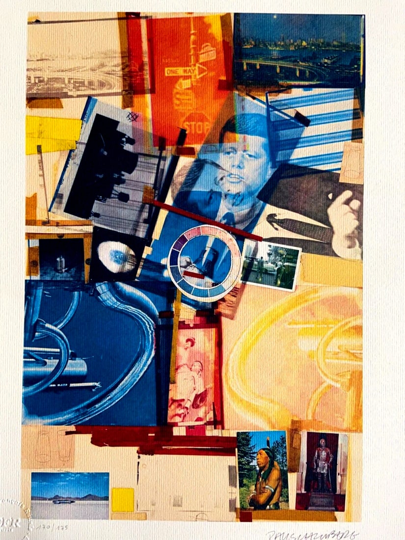 175 Robert Rauschenberg Lithograph Op Numbered: 175 Robert Rauschenberg Lithograph Op Numbered A rare opportunity to own a unique piece of modern art, this 1991 lithograph by Robert Rauschenberg is a standout example of the artist's innovative styl