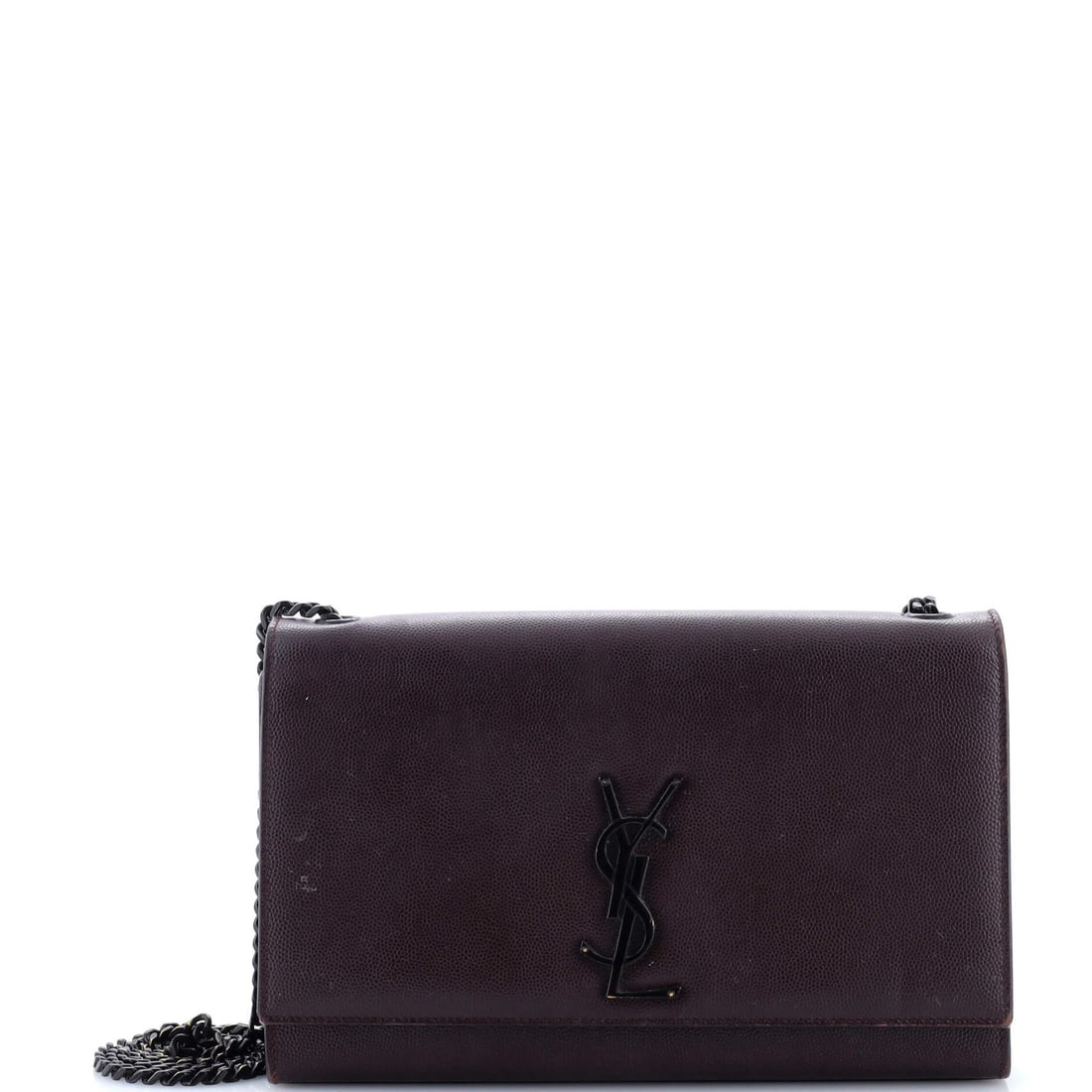 Saint Laurent Calfskin Medium Monogram Crossbody Bag: Saint Laurent Calfskin Medium Monogram Crossbody Bag Experience the timeless elegance of Saint Laurent's Classic Monogram Crossbody Bag, crafted from rich calfskin leather in a deep purple hue. With i