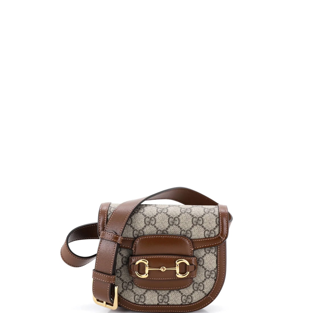 Gucci Horsebit 1955 Mini Bag in GG Coated Canvas and Leather: Gucci Horsebit 1955 Mini Bag in GG Coated Canvas and Leather The Gucci Horsebit 1955 Mini Bag is a timeless and sophisticated accessory that exudes classic luxury. Crafted from high-quality GG Coated
