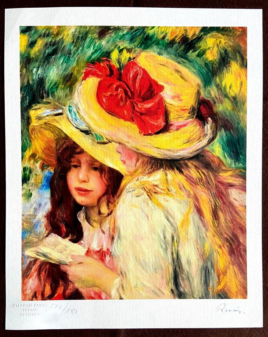Lithograph Pierre-Auguste Renoir: Lithograph Pierre-Auguste Renoir A rare and exquisite lithograph by French master Pierre-Auguste Renoir, "The Two Sisters", is up for auction. Printed in 1978 by Atlantis Verlag, Freiburg, this