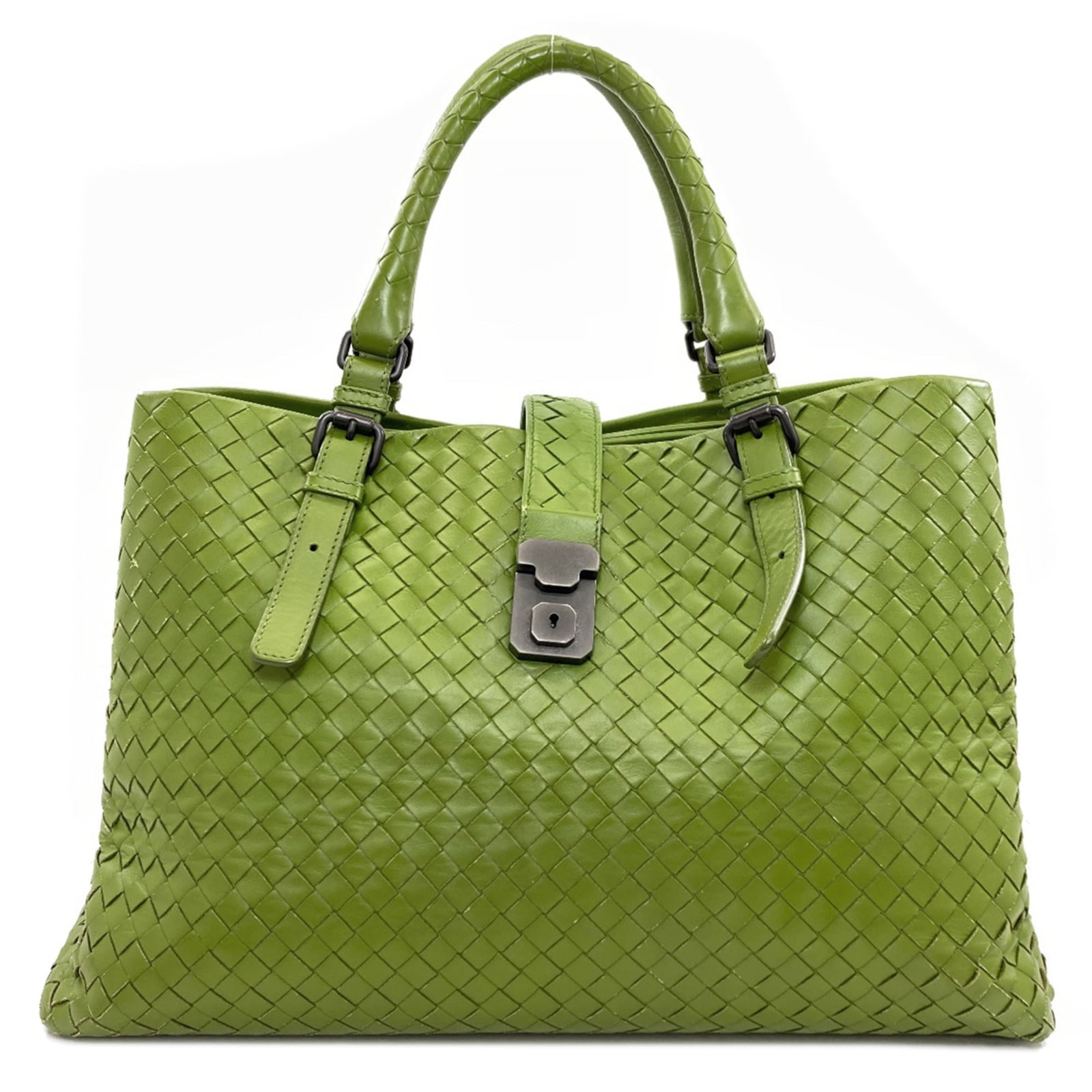 Bottega Veneta Leather Handbag: Bottega Veneta Leather Handbag A stunning Bottega Veneta leather handbag in rich green hues, boasting classic Italian style and exceptional craftsmanship. With its timeless design and premium material