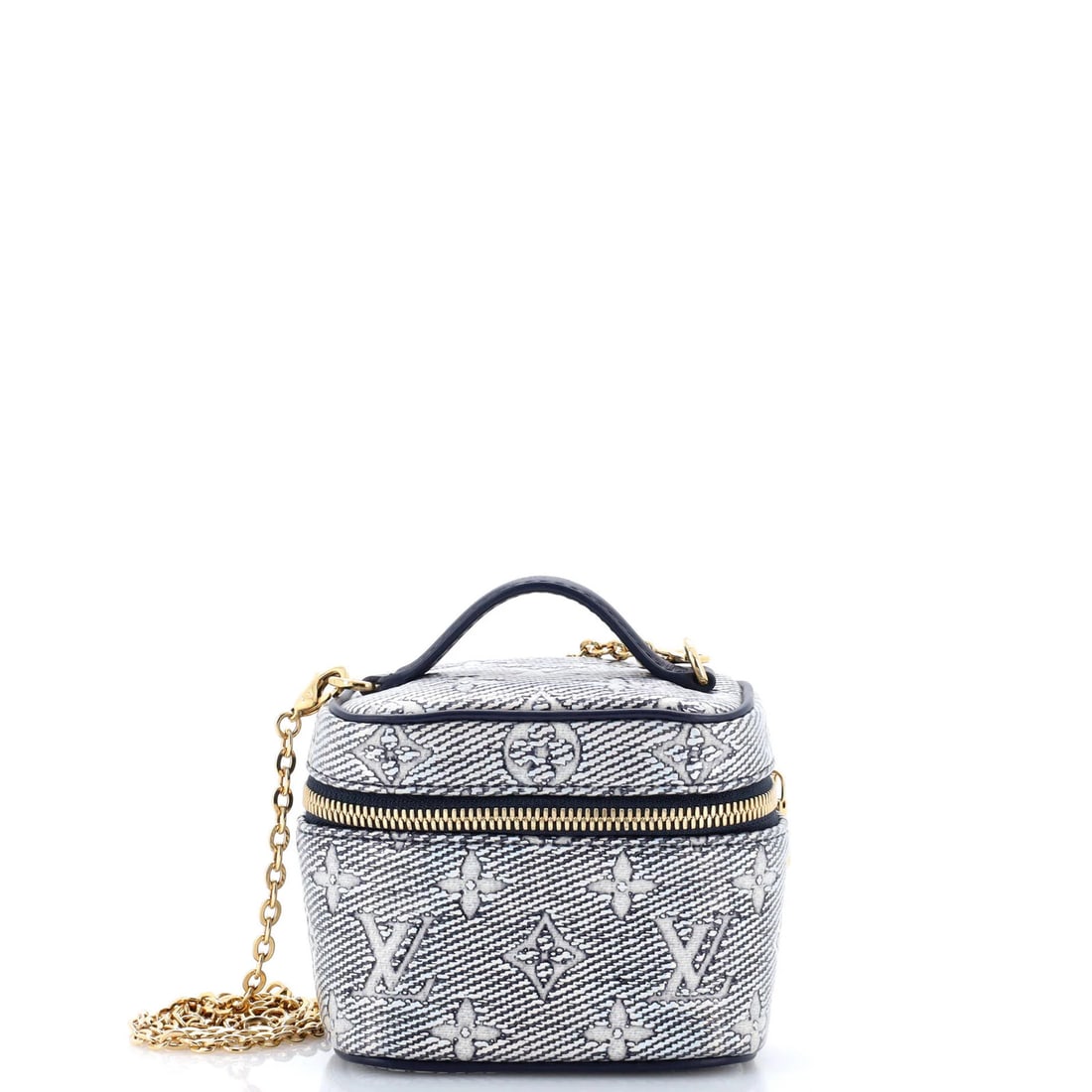 Micro Louis Vuitton Vanity Case Monoglam Jacquard Canvas: Micro Louis Vuitton Vanity Case Monoglam Jacquard Canvas Elevate your everyday essentials with the iconic Micro Louis Vuitton Vanity Case Monoglam Jacquard Canvas, boasting sleek blue hues and luxurio