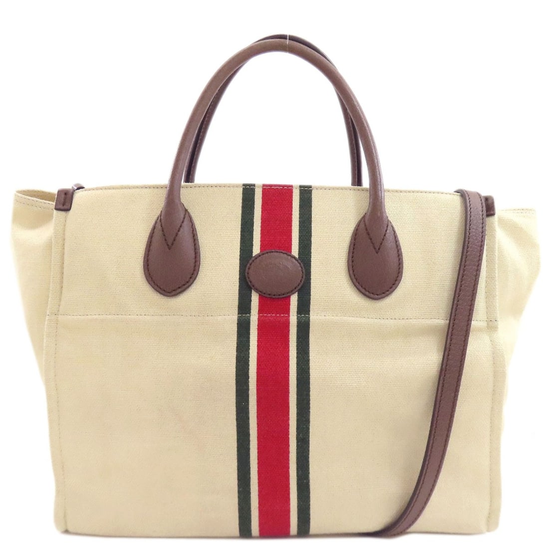 Canvas GUCCI 657422 Sherry Line Foldable Tote 2WAY Handbag: Canvas GUCCI 657422 Sherry Line Foldable Tote 2WAY Handbag Elevate your everyday style with the iconic GUCCI 657422 Sherry Line Foldable Tote, crafted from high-quality canvas and boasting a timeless