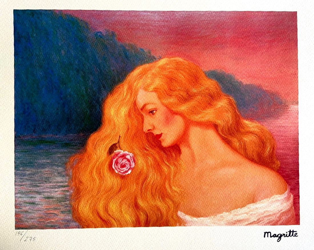 Limited Ren Magritte Lithograph Op Numbered: Limited Ren Magritte Lithograph Op Numbered Own a rare and iconic piece of art with Ren Magritte's 1986 lithograph, "The Popular Novel", hand-numbered from an edition of just 275 specimens. This limit