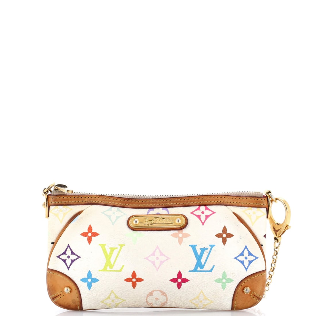 MM Louis Vuitton Milla Pochette Monogram Multicolor: MM Louis Vuitton Milla Pochette Monogram Multicolor The iconic Milla Pochette Monogram Multicolor MM from Louis Vuitton is a true showstopper, boasting a vibrant multicolor exterior with white accents