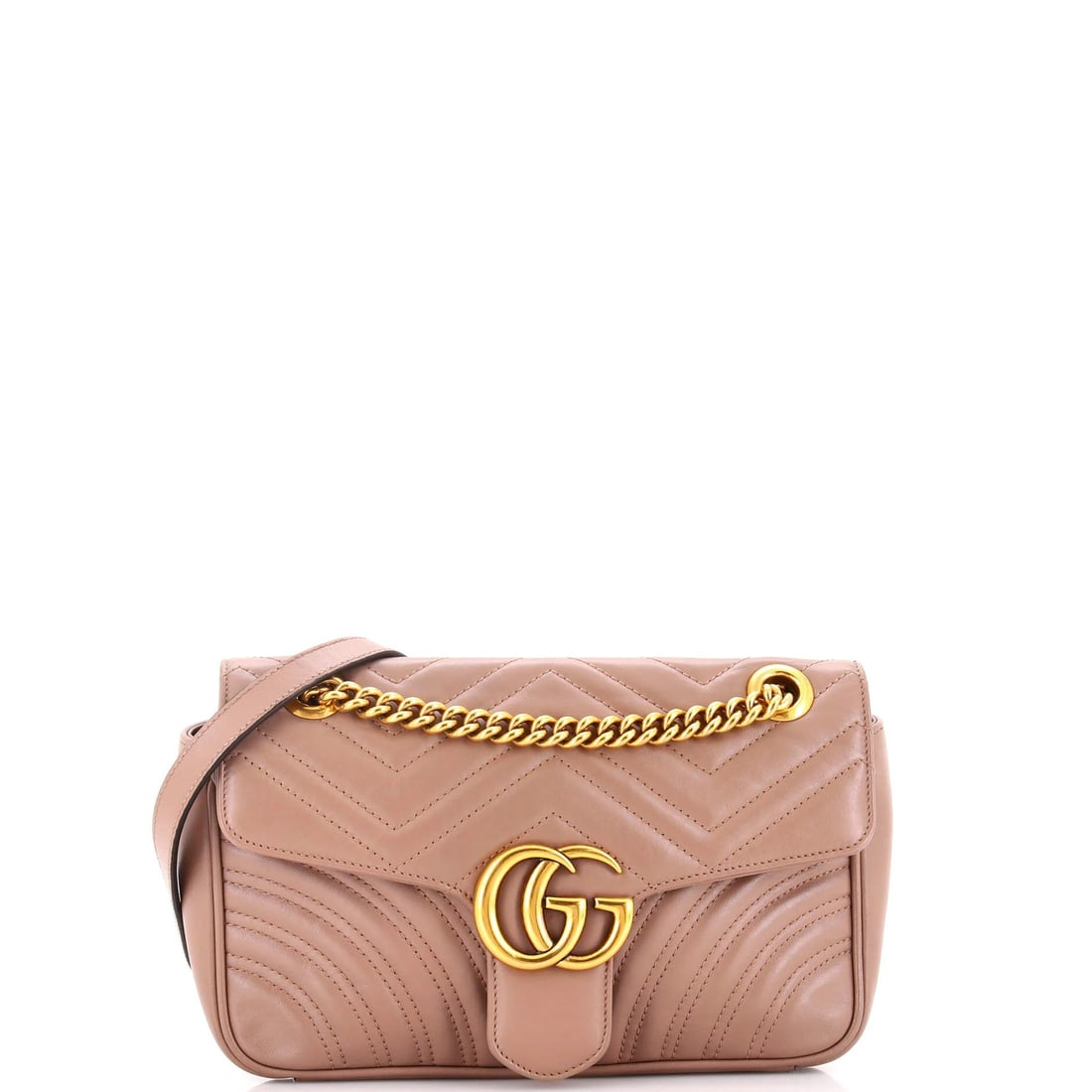 Gucci GG Marmont Small Matelasse Leather Flap Bag: Gucci GG Marmont Small Matelasse Leather Flap Bag Experience the timeless elegance of Gucci's iconic GG Marmont Small Matelasse Leather Flap Bag, boasting a neutral exterior and luxurious matelasse le
