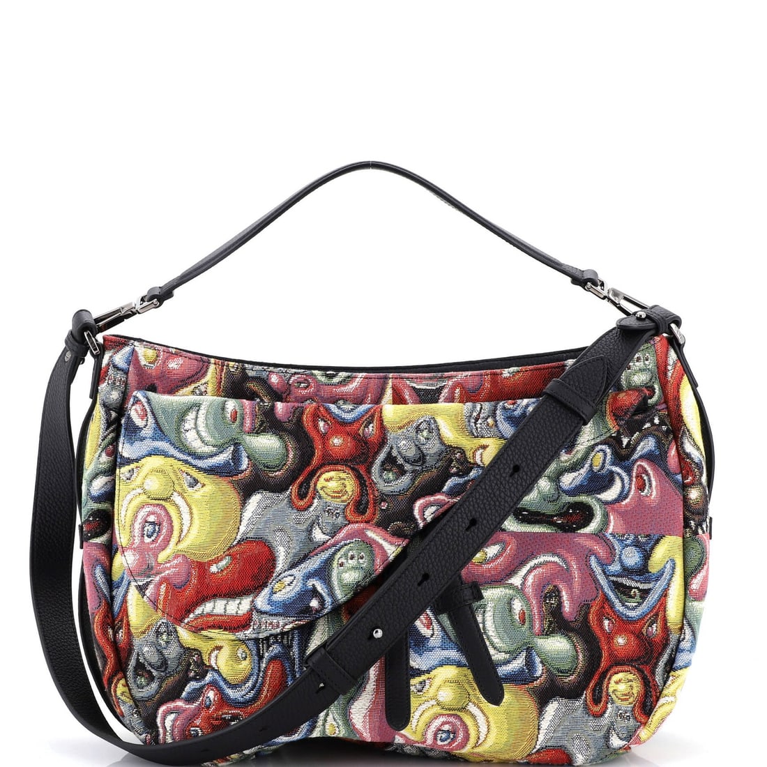 Christian Dior Kenny Scharf Saddle Soft Jacquard Canvas Bag: Christian Dior Kenny Scharf Saddle Soft Jacquard Canvas Bag The Christian Dior Kenny Scharf Saddle Soft Jacquard Canvas Bag is a vibrant and eye-catching cross-body bag, boasting a unique multicolor d