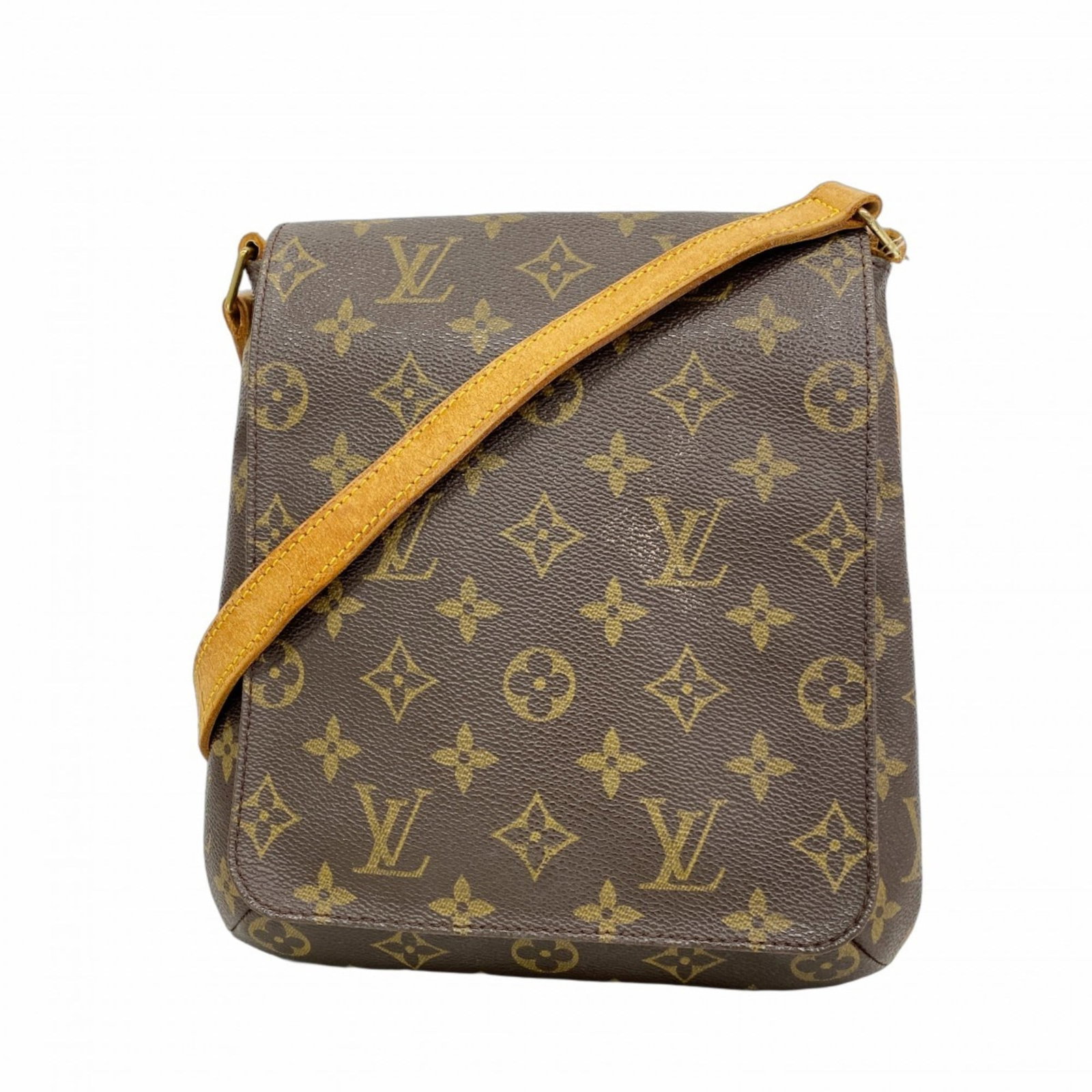 Bag Louis Vuitton Shoulder: Bag Louis Vuitton Shoulder A pre-owned Louis Vuitton shoulder bag in rich brown leather, boasting the iconic monogram pattern and timeless design that defines luxury. With its compact size and sturdy
