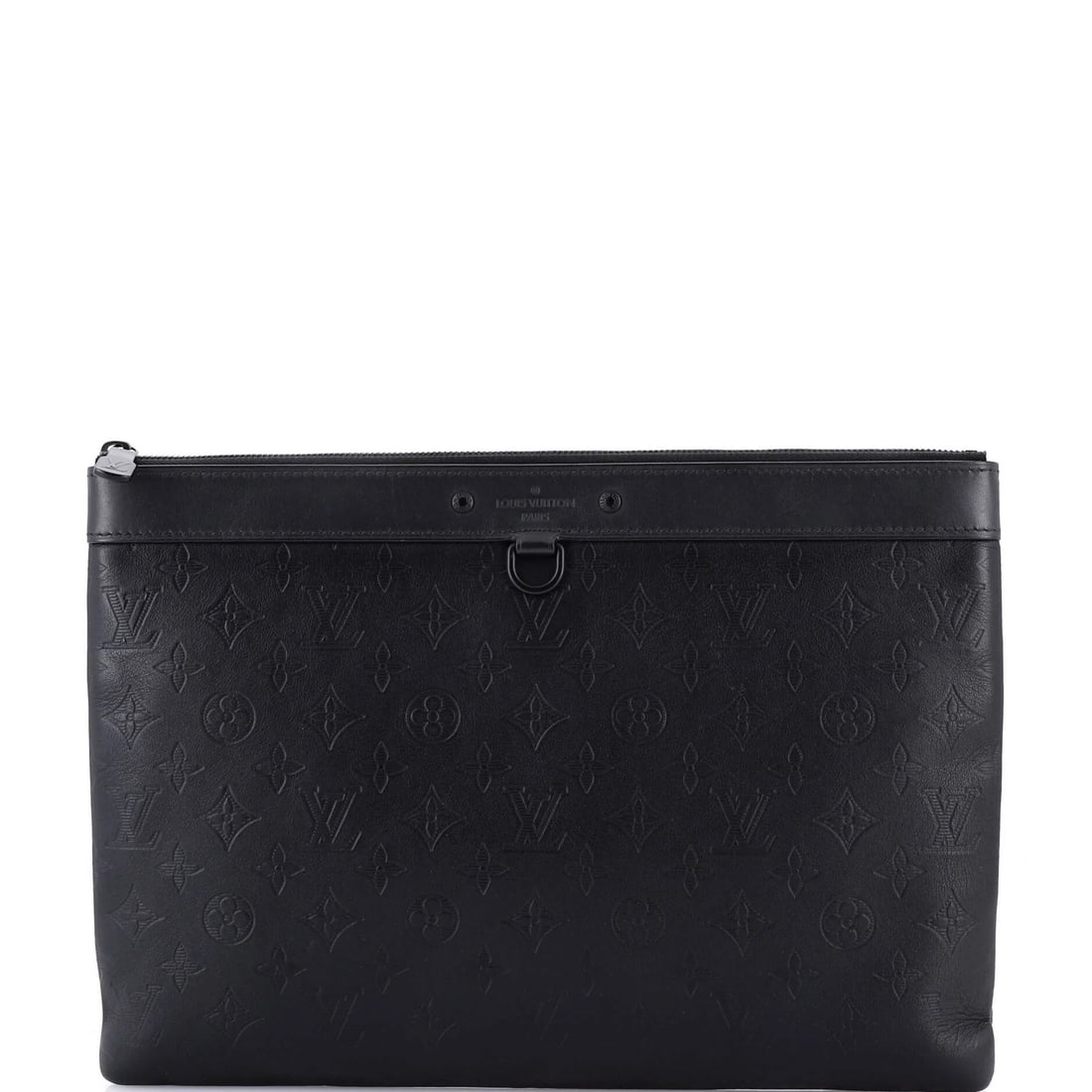 Louis Vuitton Discovery Shadow Pochette in Monogram Leather: Louis Vuitton Discovery Shadow Pochette in Monogram Leather Experience the timeless elegance of Louis Vuitton's iconic Monogram Shadow Pochette, crafted from rich black monogram leather that exudes so